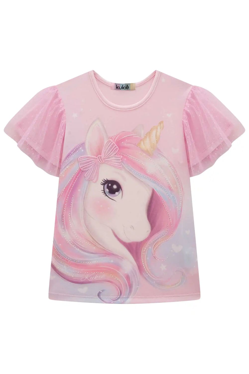 Blusa Infantil Kukie Verão Rosa Unicórnio