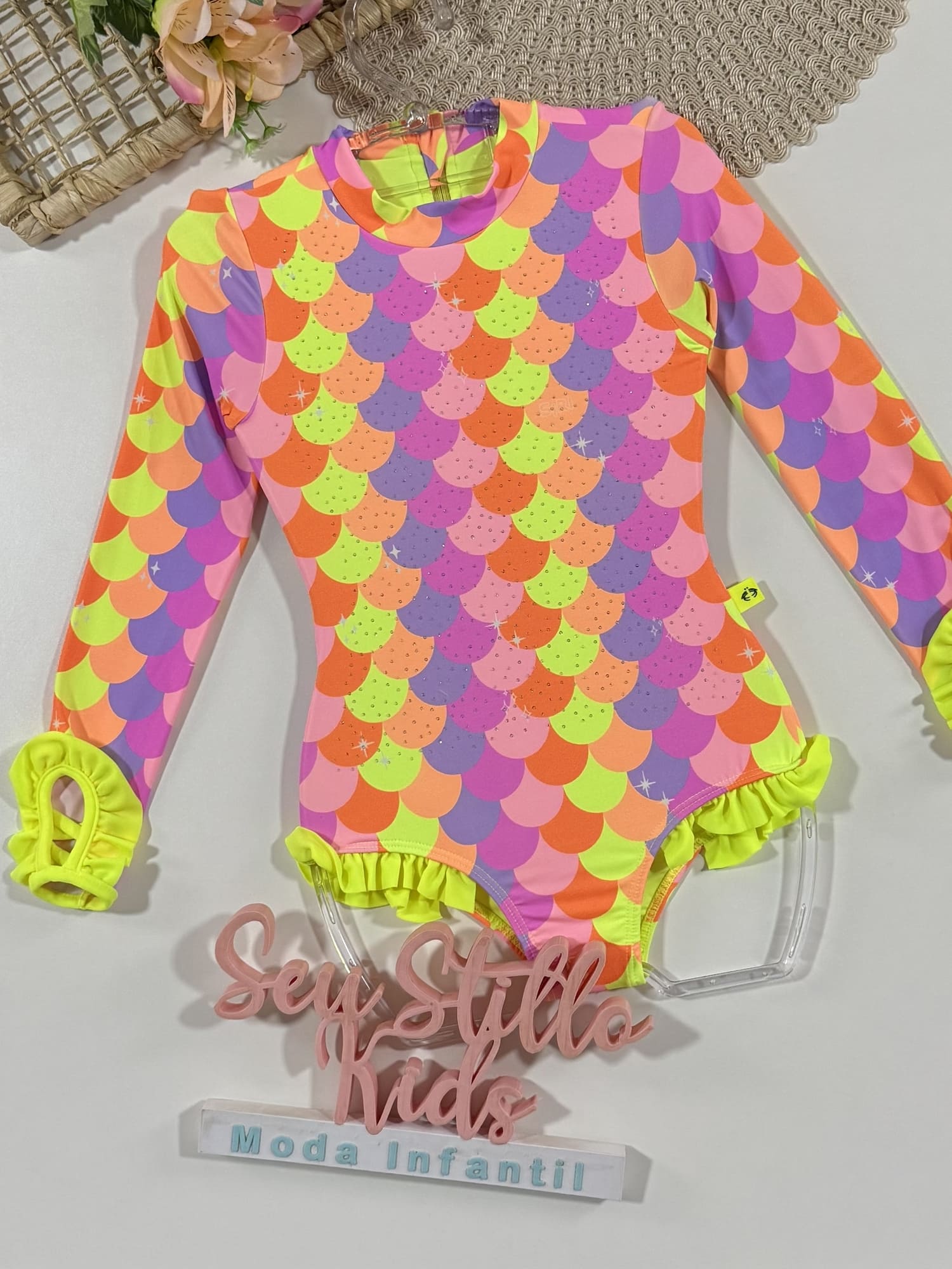 Maiô Infantil Siri Kids Manga Longa Aline Sereia Candy 40248