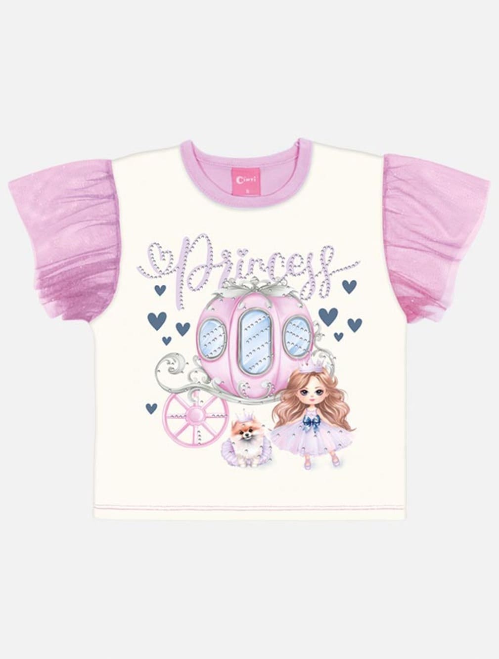 Conjunto Infantil Cinti Verão Shorts Lilás e Blusa Princesa
