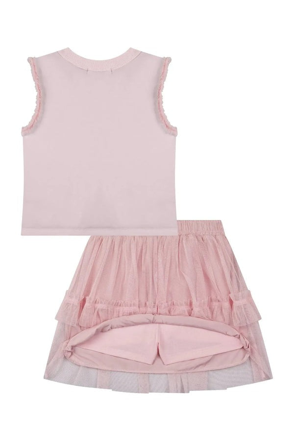 Conjunto Infantil Kukiê Verão com Saia e Blusa Rosa Borboletinha