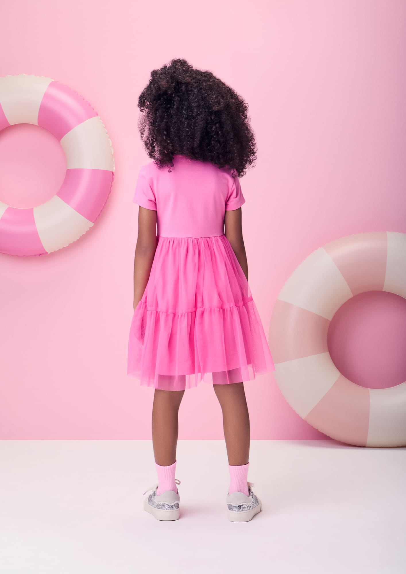 Vestido Infantil Momi Verão Rosa com Tule Hello Kitty