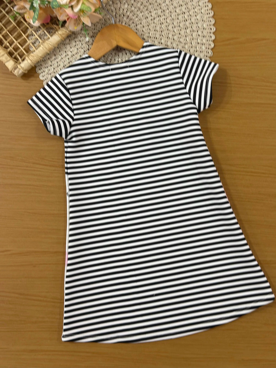 Vestido Infantil Kukiê Branco Listrado Ursinha Coração