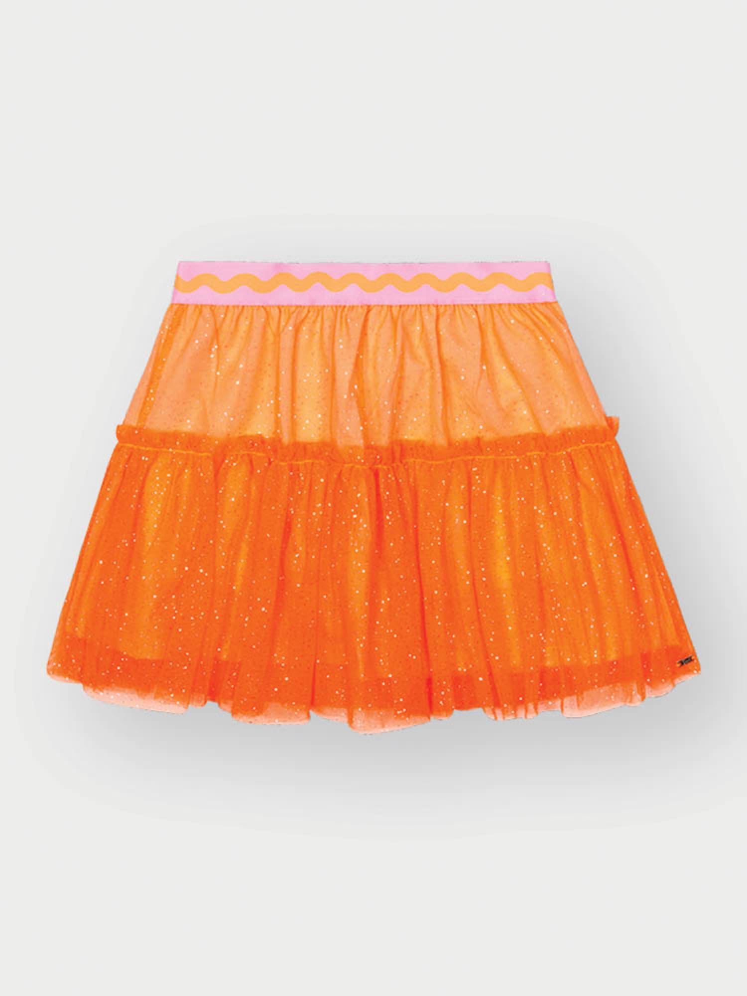 Saia Infantil Cinti Verão Tule Laranja com Glitter
