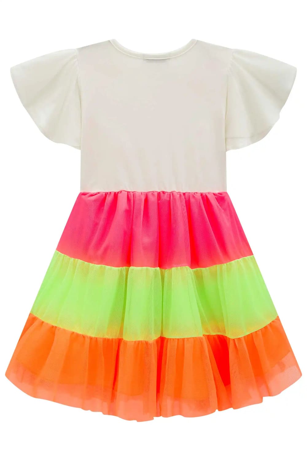 Vestido Infantil Kukie Verão Colorido Tule Borboleta