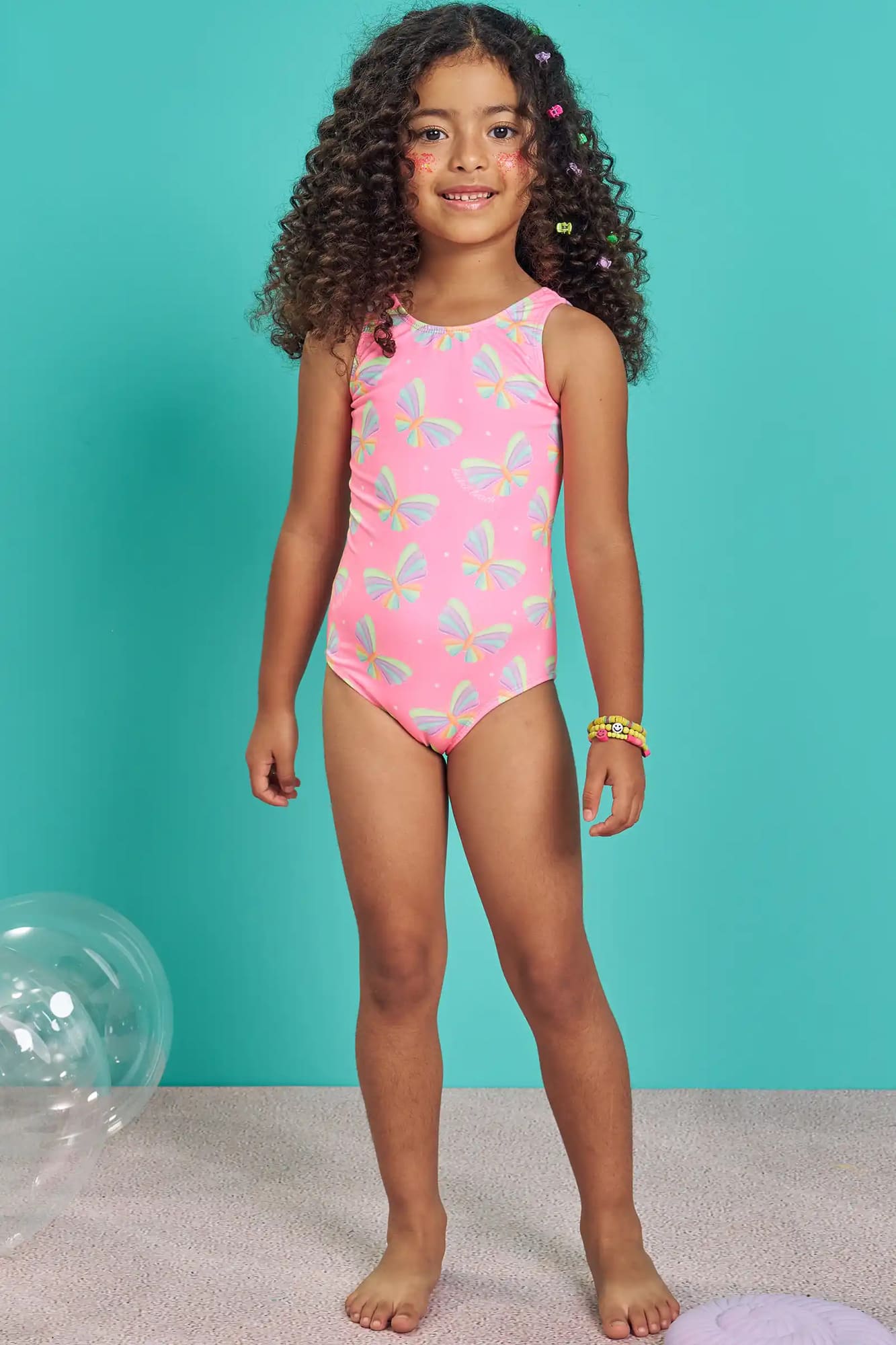 Maiô Infantil Kukiê Verão Rosa Borboletas