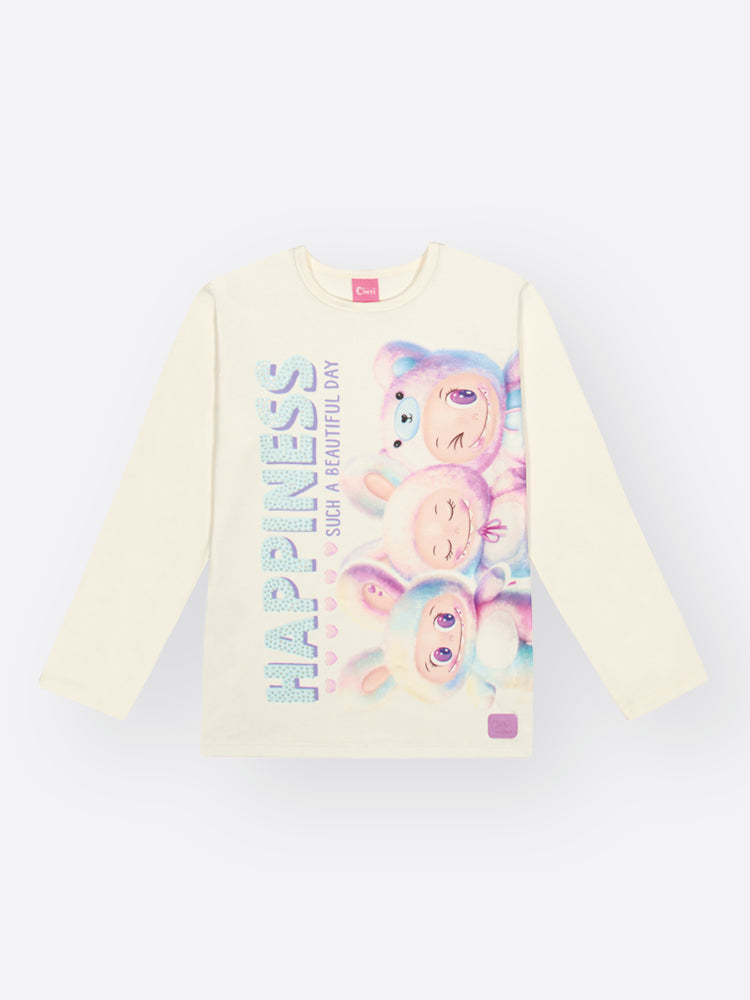 Conjunto Infantil Cinti Inverno com Calça Legging Verde Metalizado e Blusa Manga Longa Labubu