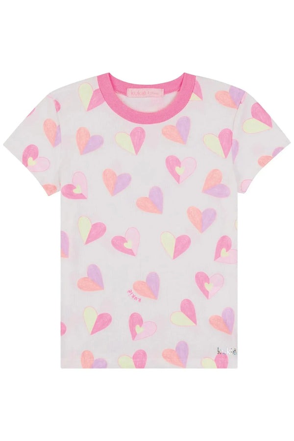 Blusa Infantil Kukiê Verão Off White Corações