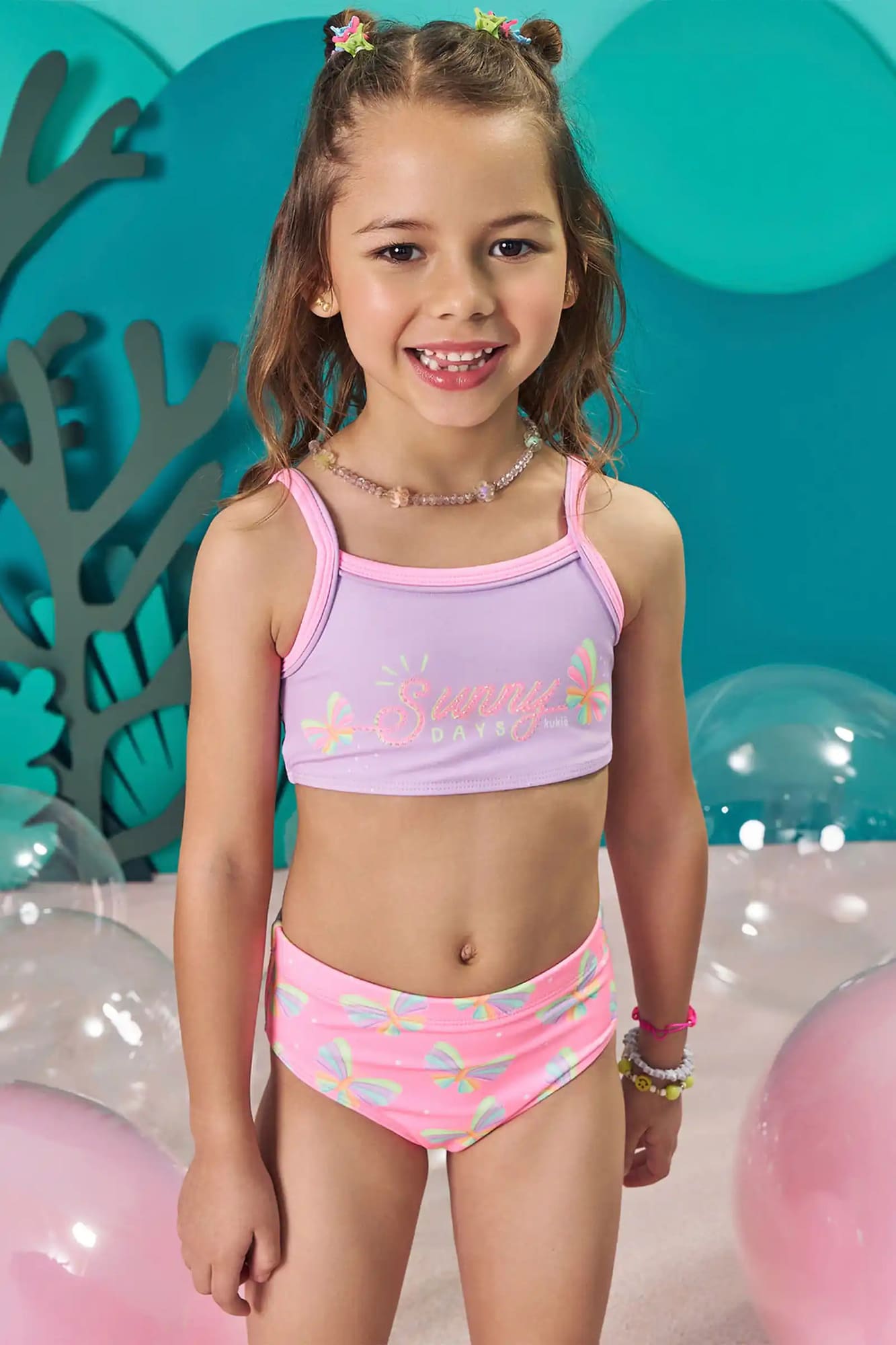 Biquíni Infantil Kukiê Verão Colorido Borboleta