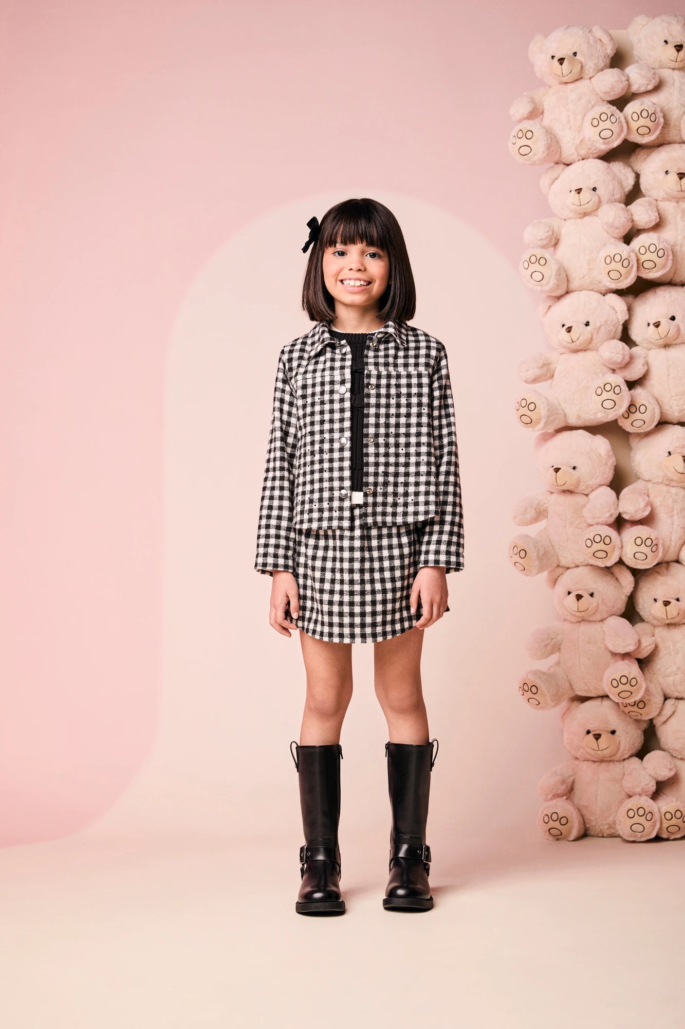 Jaqueta Infantil Momi Inverno Xadrez com Strass