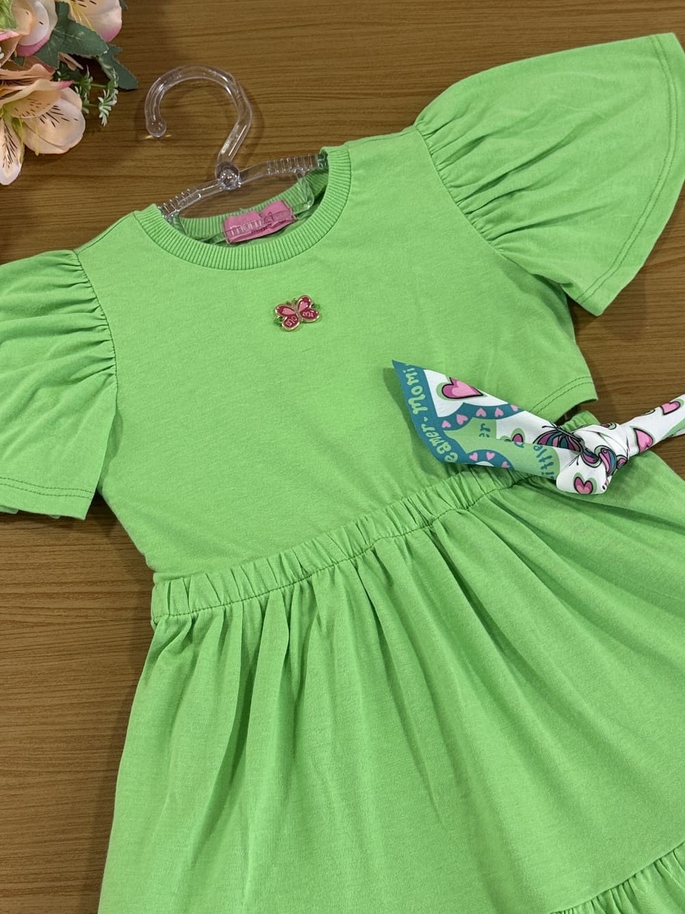 Vestido Infantil Momi Verão Verde Borboleta