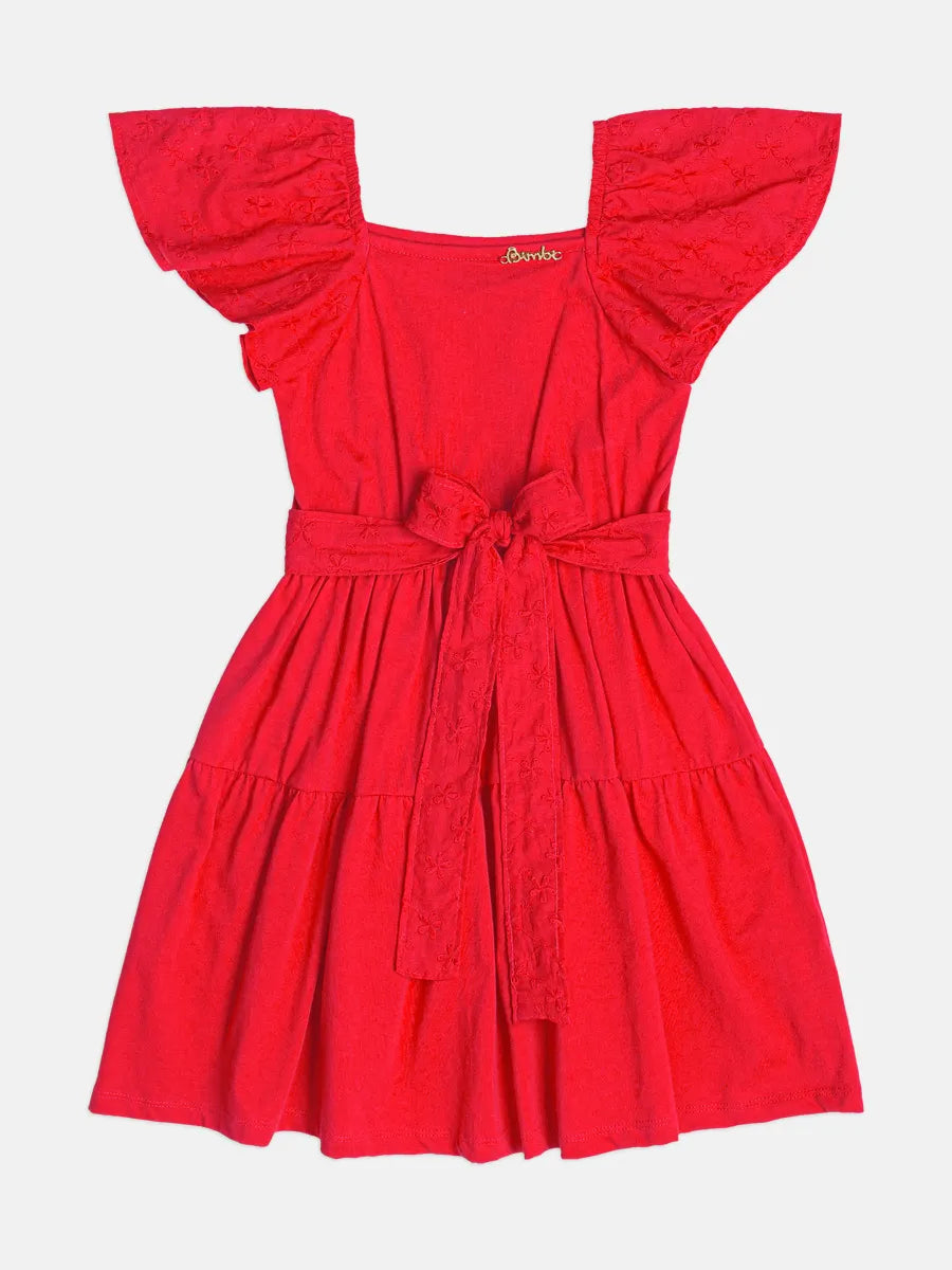 Vestido Infantil Bimbi Vermelho Lacinho