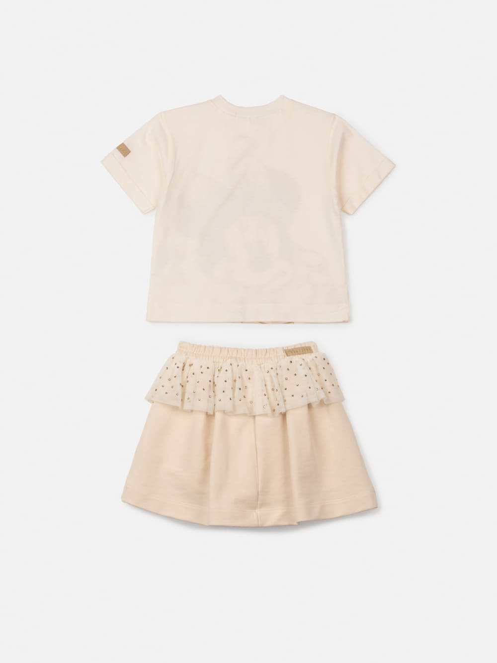 Conjunto Infantil Animê Verão Saia e Blusa Minnie Bege Disney