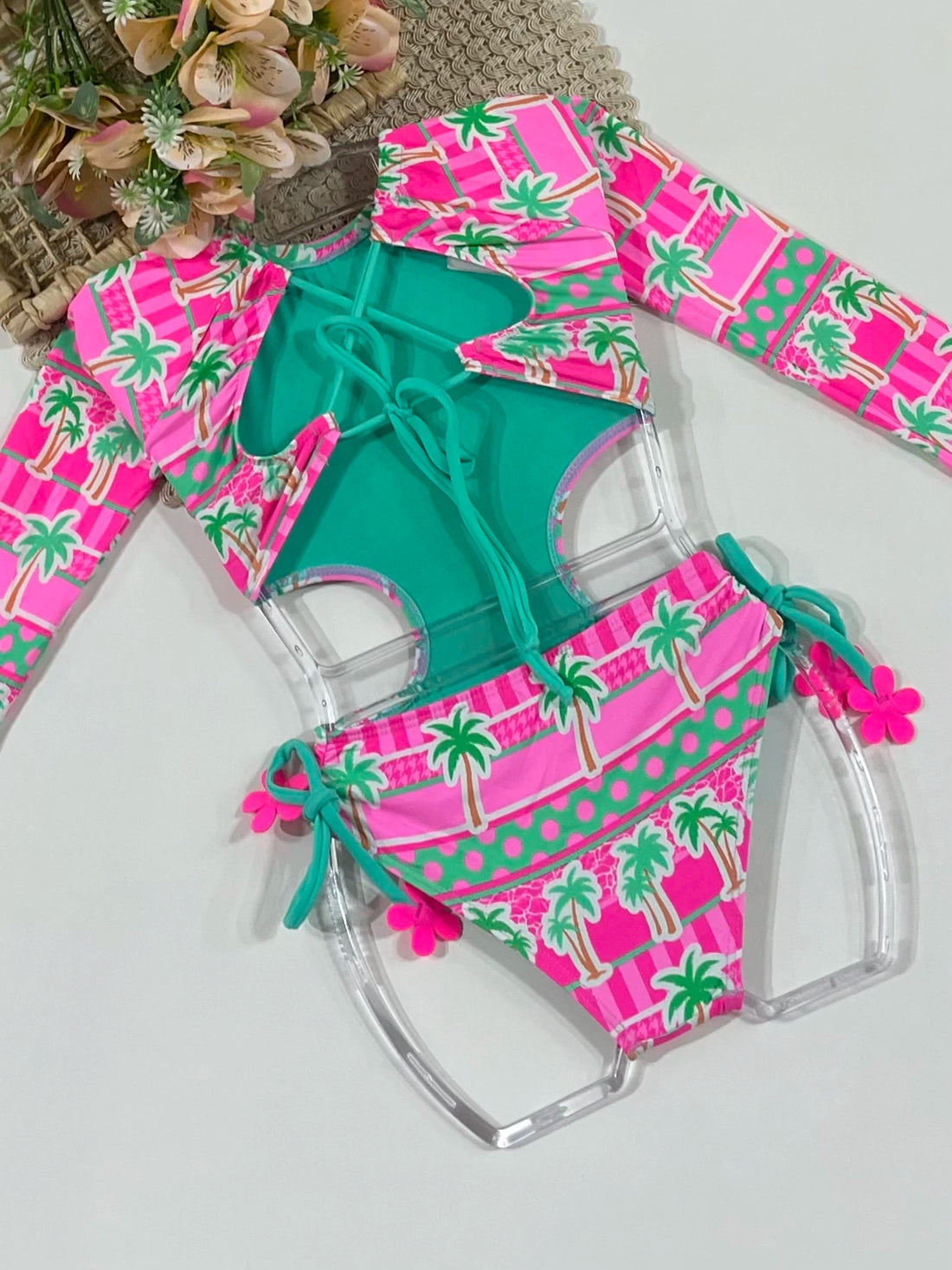 Maiô Infantil Siri Kids Cropped Manga Longa Rosa Anita Tropicandy 43206