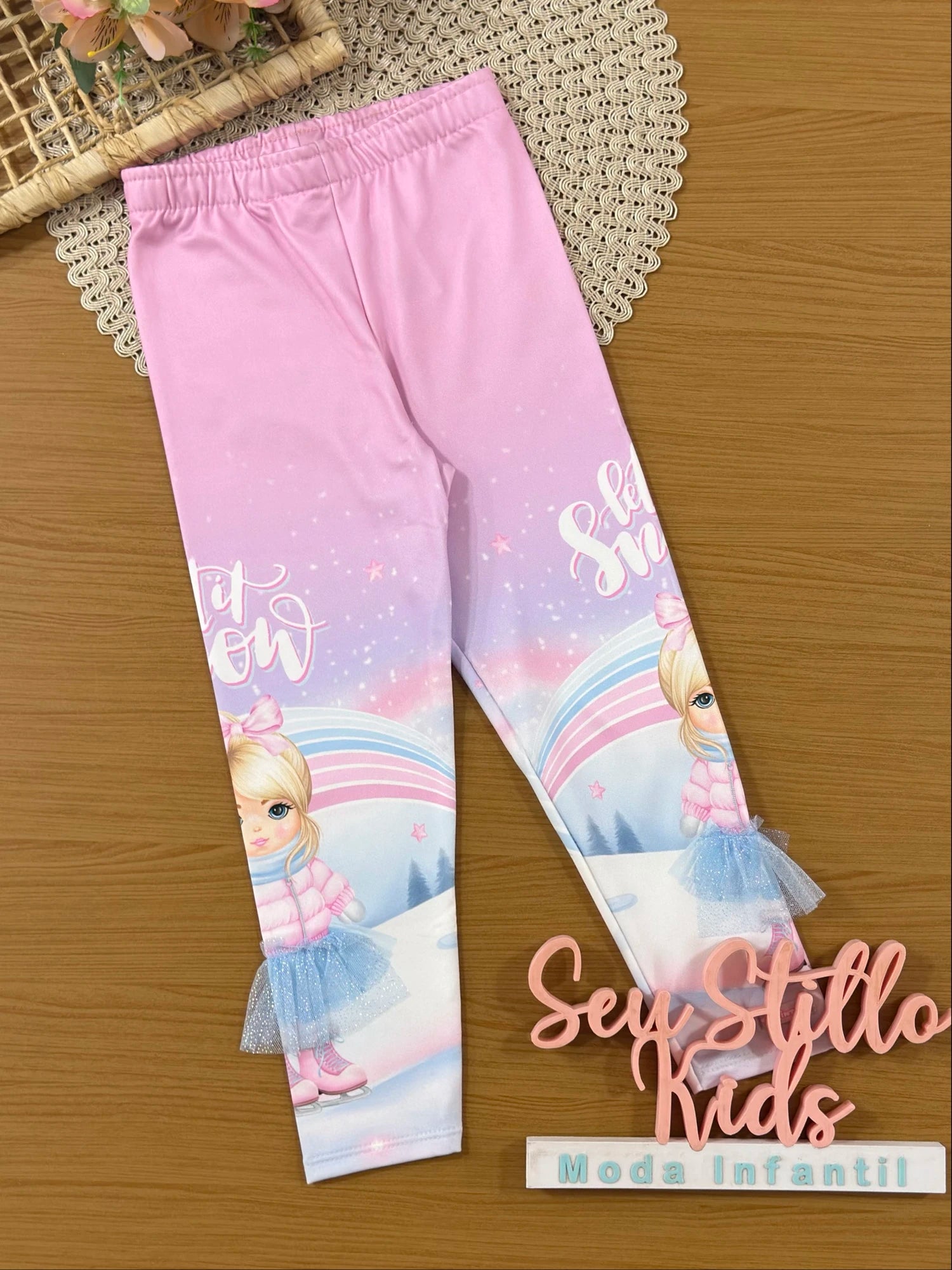 Calça Legging Infantil Cinti Inverno Flanelado Rosa Menininha Snow