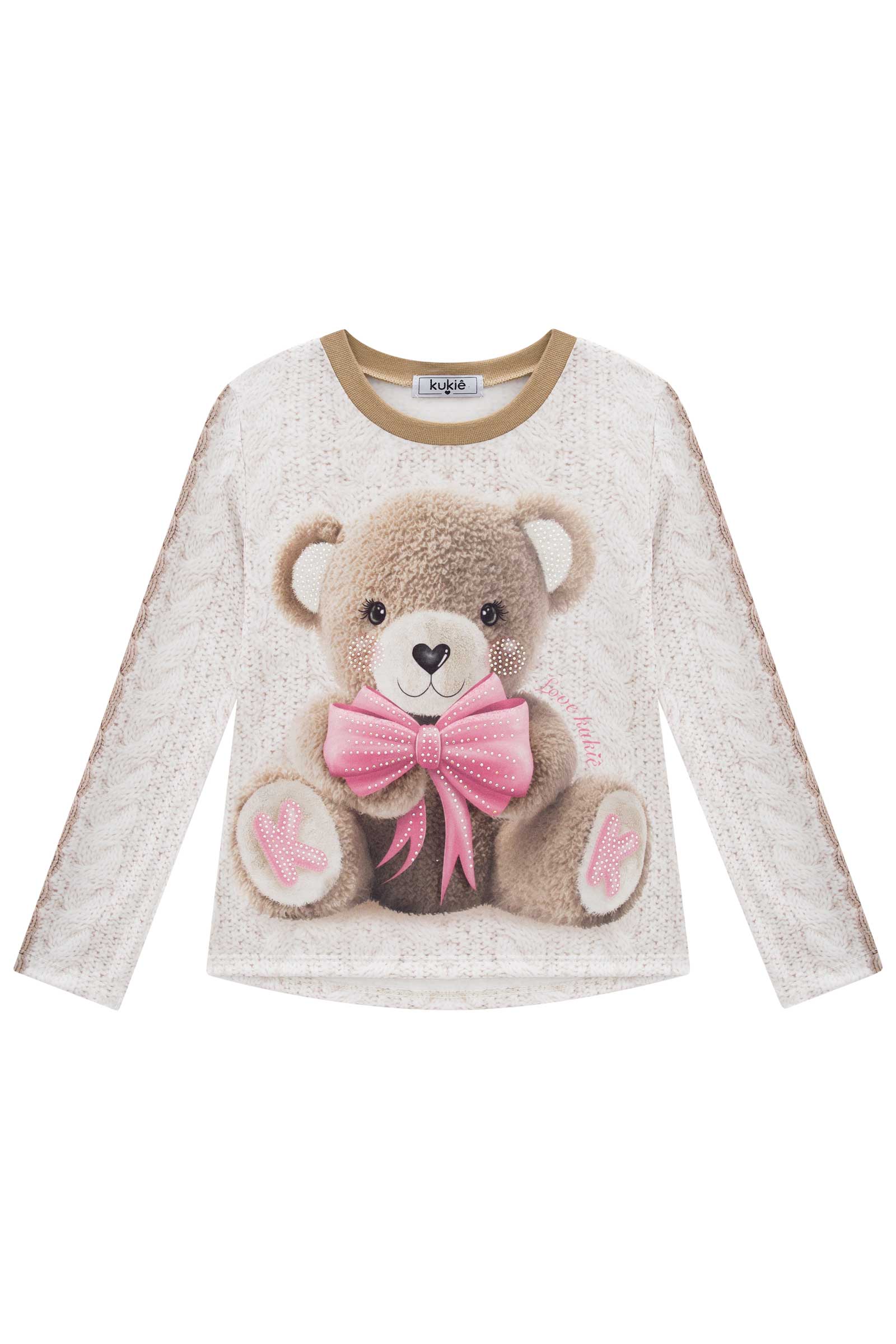 Blusa Infantil Kukie Inverno Manga Longa Ursinha