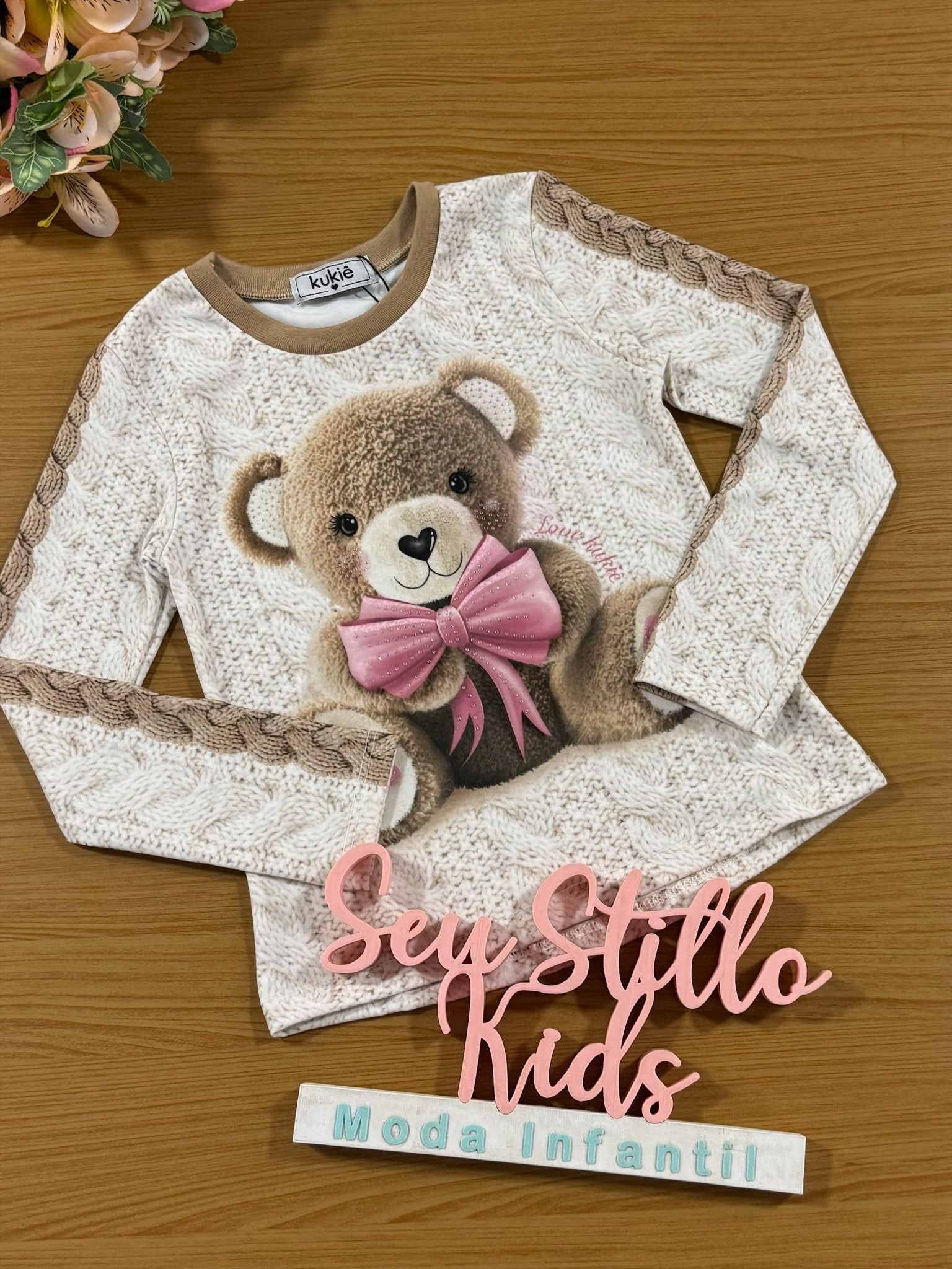 Blusa Infantil Kukie Inverno Manga Longa Ursinha
