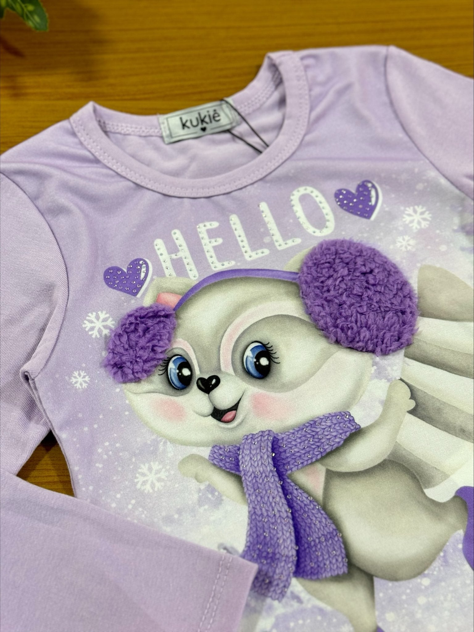 Blusa Infantil Kukie Inverno Manga Longa Lilás Guaxinim