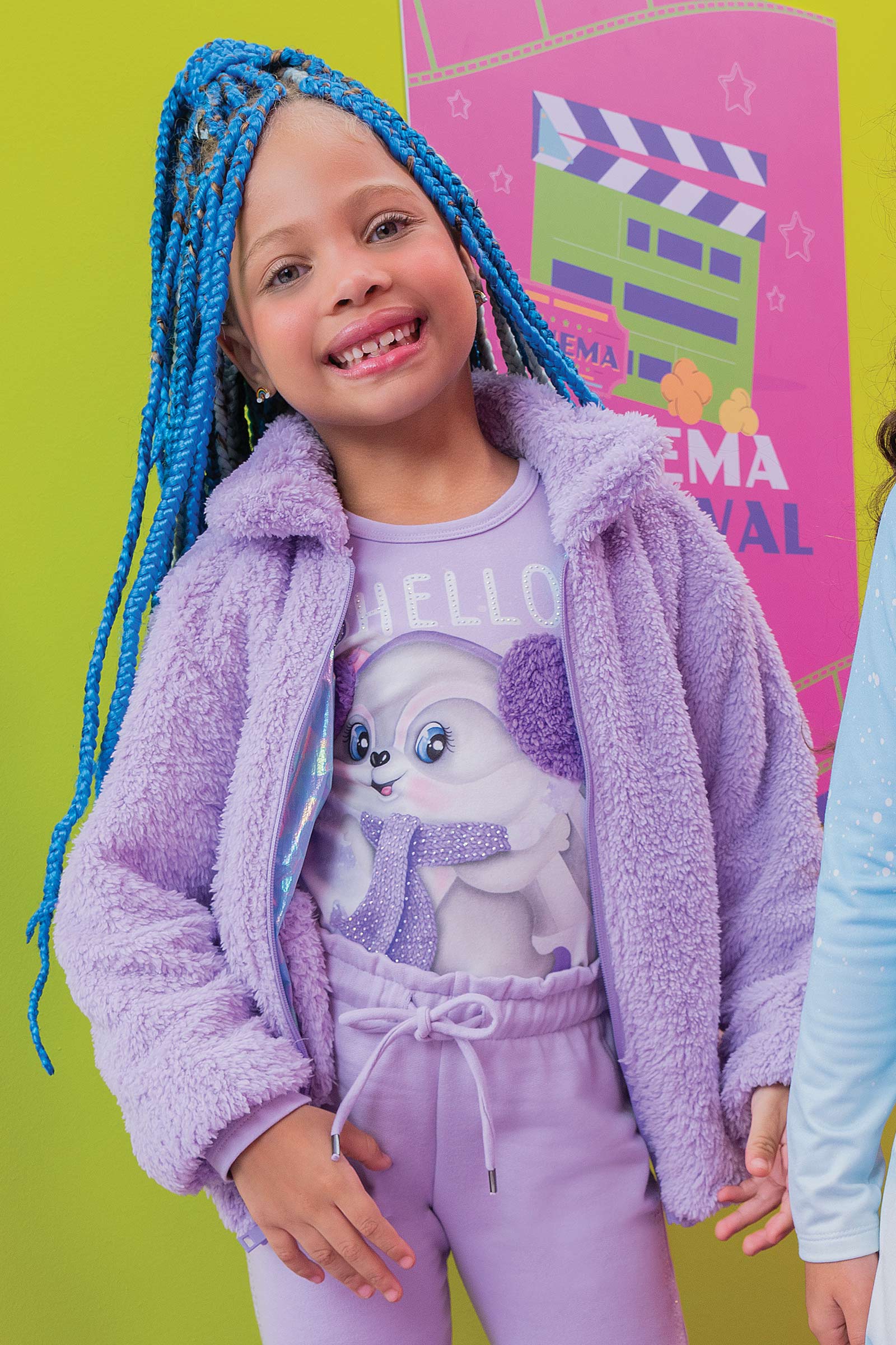Blusa Infantil Kukie Inverno Manga Longa Lilás Guaxinim