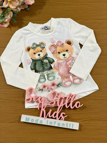 Blusa Infantil Kukie Inverno Manga Longa Ursinhas