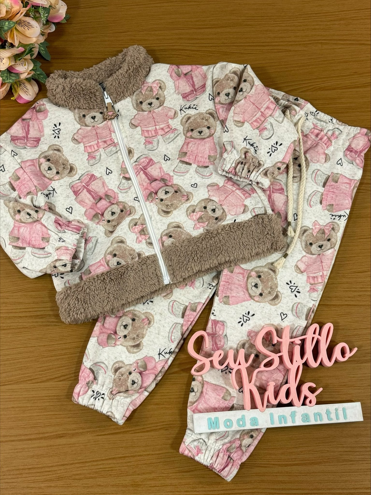 Conjunto Infantil Kukie Inverno Calça e Jaqueta Ursinhos