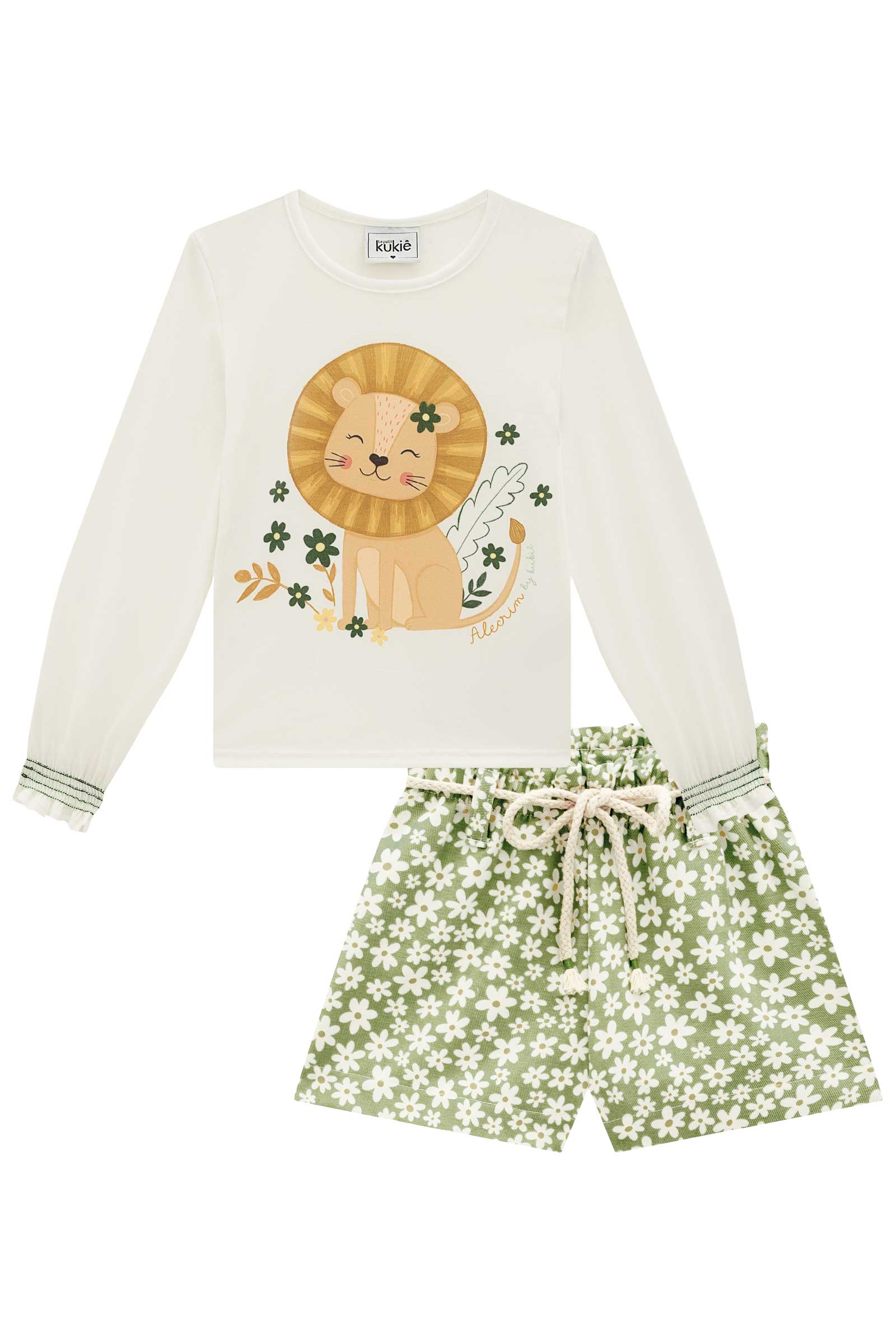Conjunto Infantil Kukie Alecrim Inverno Shorts e Blusa Leão