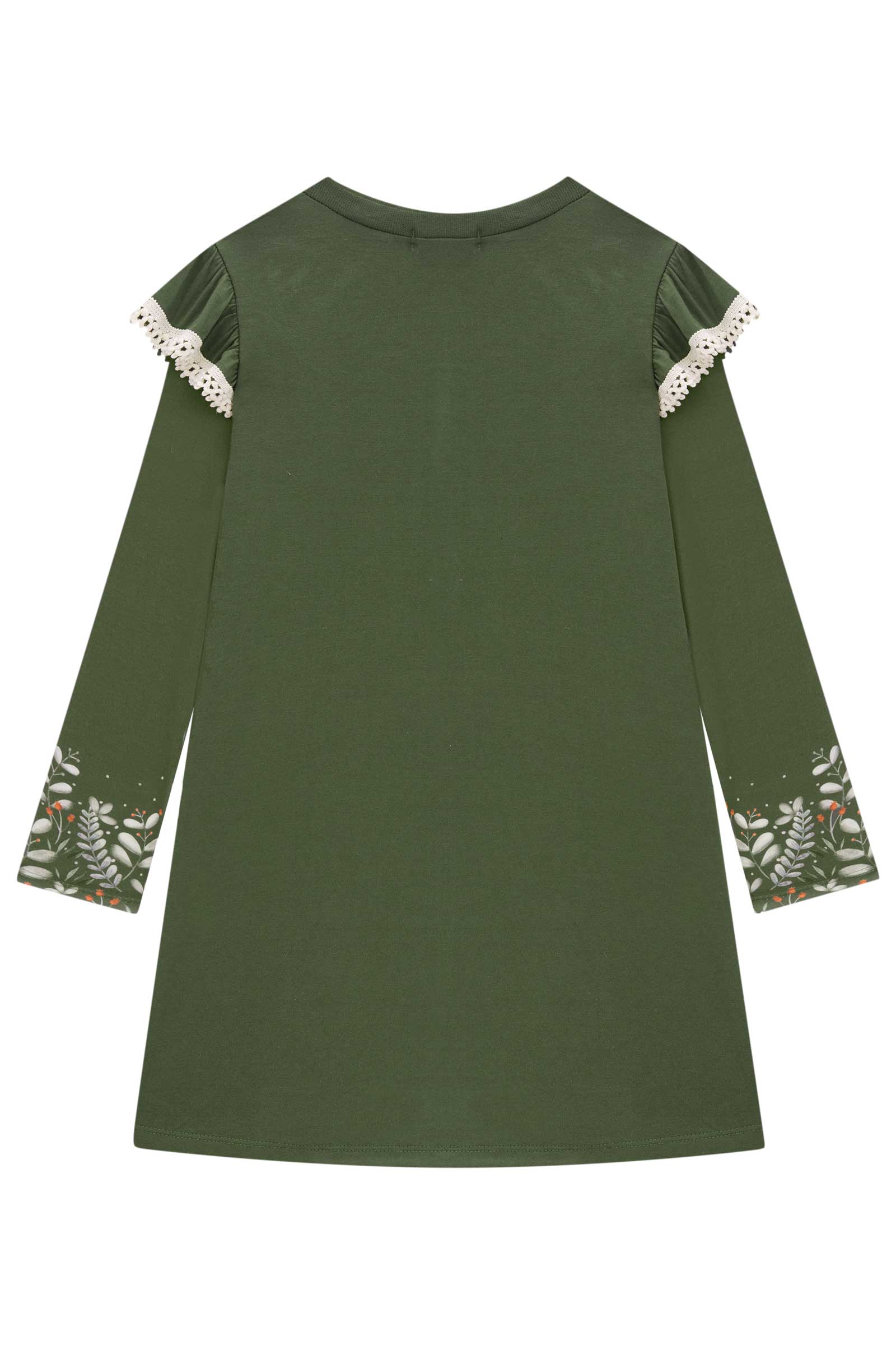 Vestido Infantil Kukie Inverno Verde Raposinha Pintora