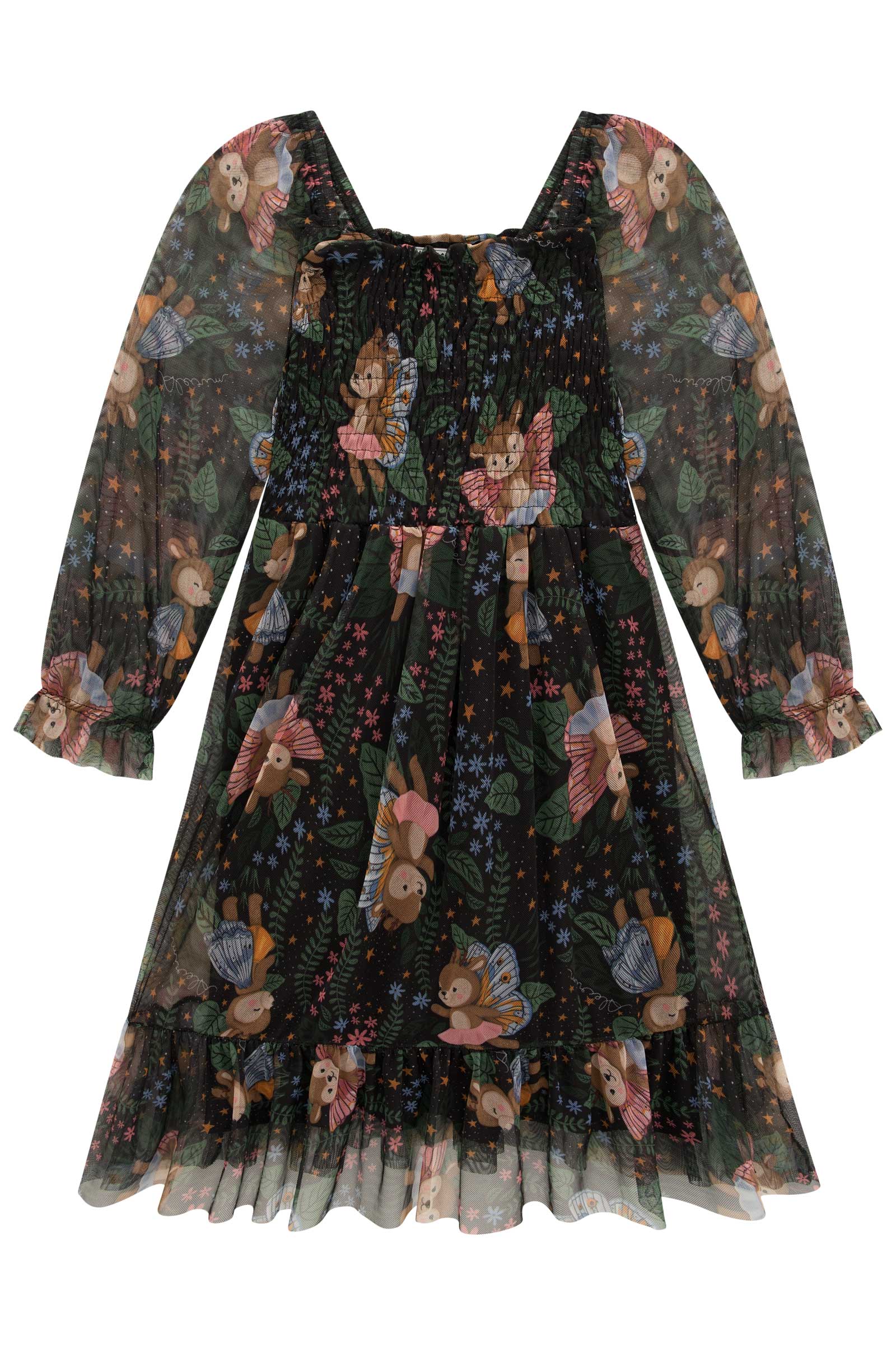 Vestido Infantil Kukie Alecrim Inverno com Tule Cervo