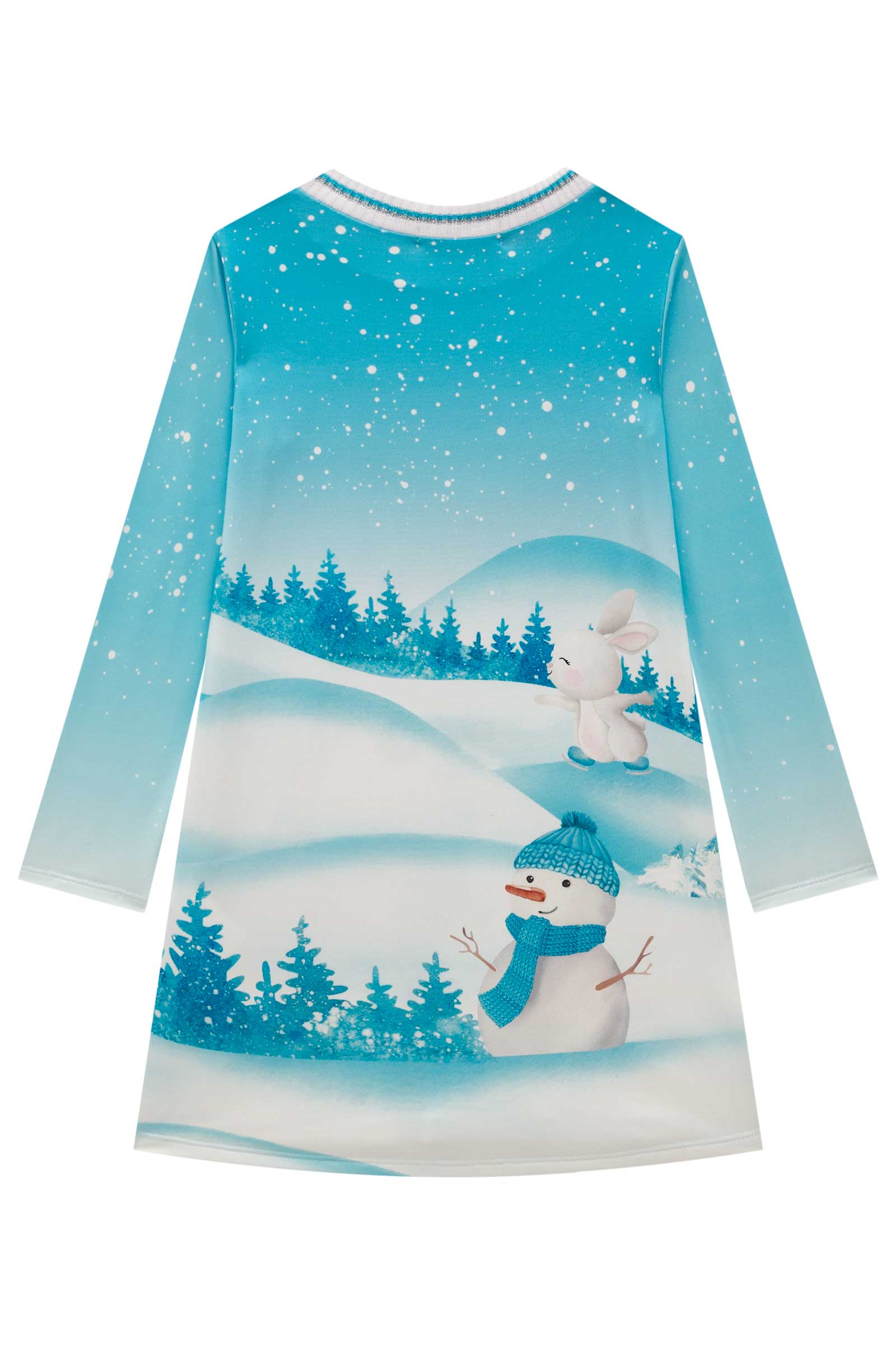 Vestido Infantil Kukie Inverno em Malha Térmica Azul Polar