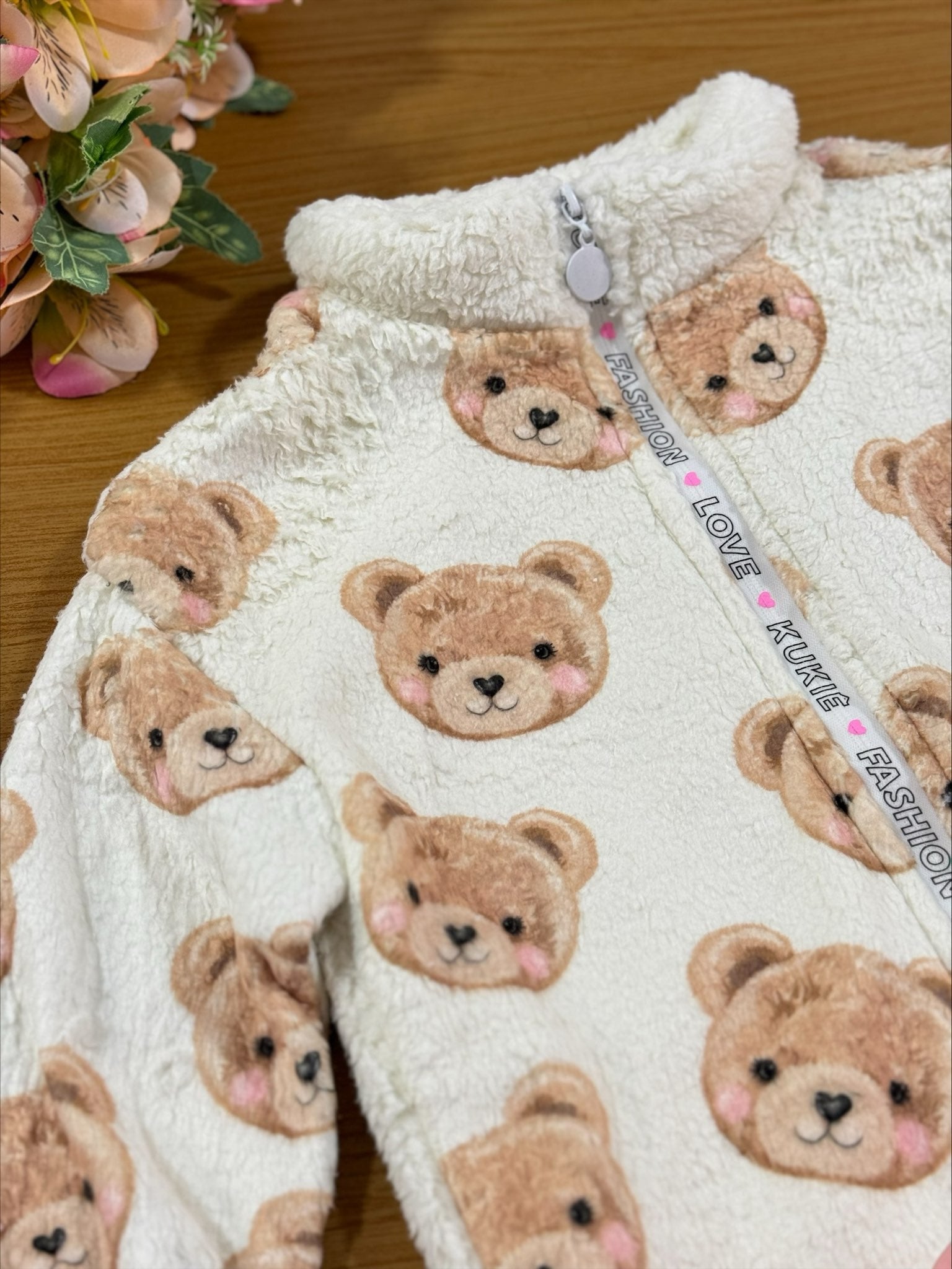 Jaqueta Infantil Kukie Inverno Off White Ursinhos