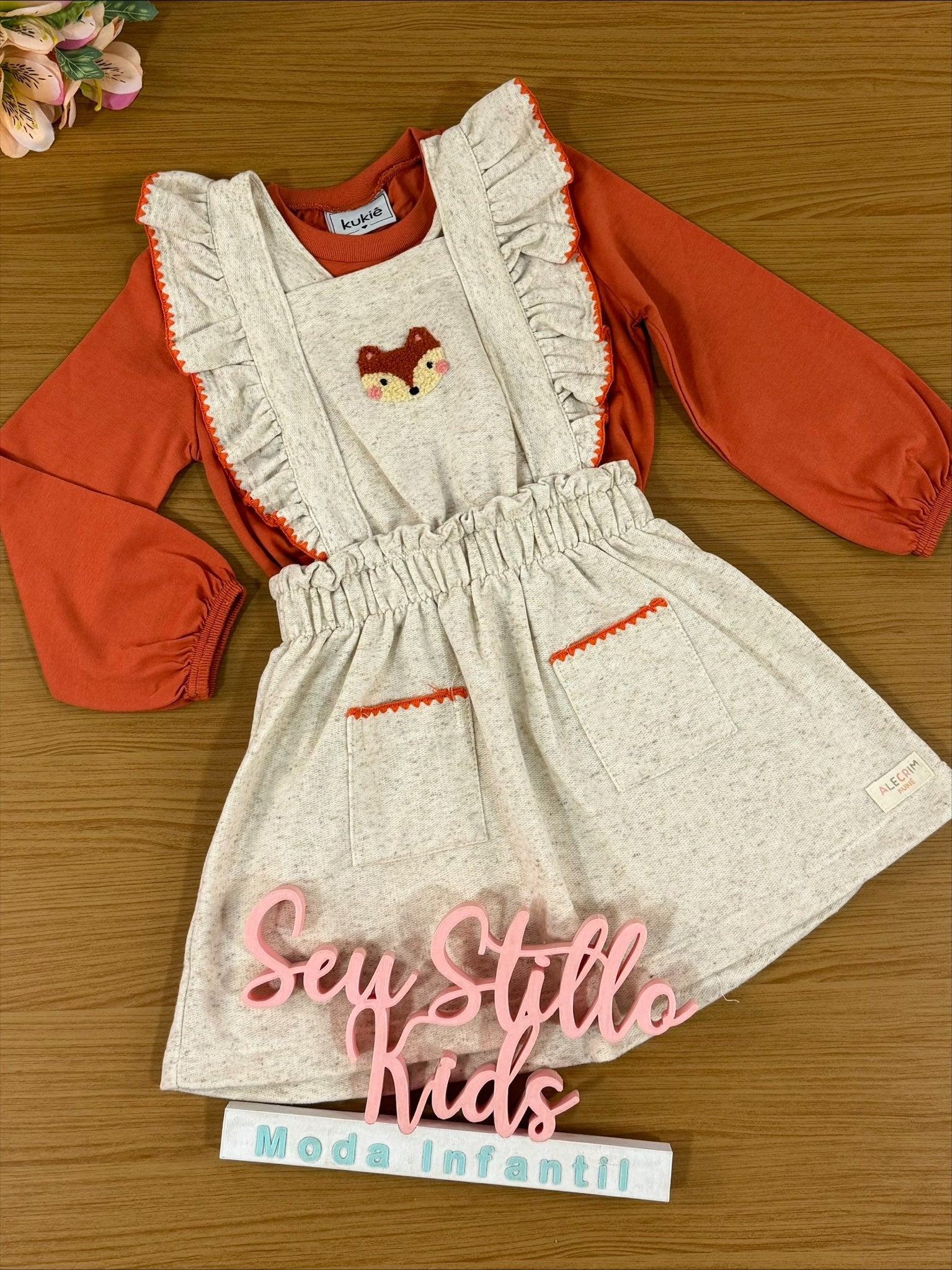 Salopete Infantil Kukie Alecrim Inverno com Blusa Raposa