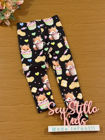 Calça Legging Infantil Kukie Inverno Preta Raposa