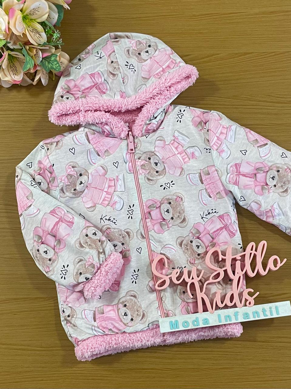 Jaqueta Infantil Kukie Inverno Puffer Ursinha