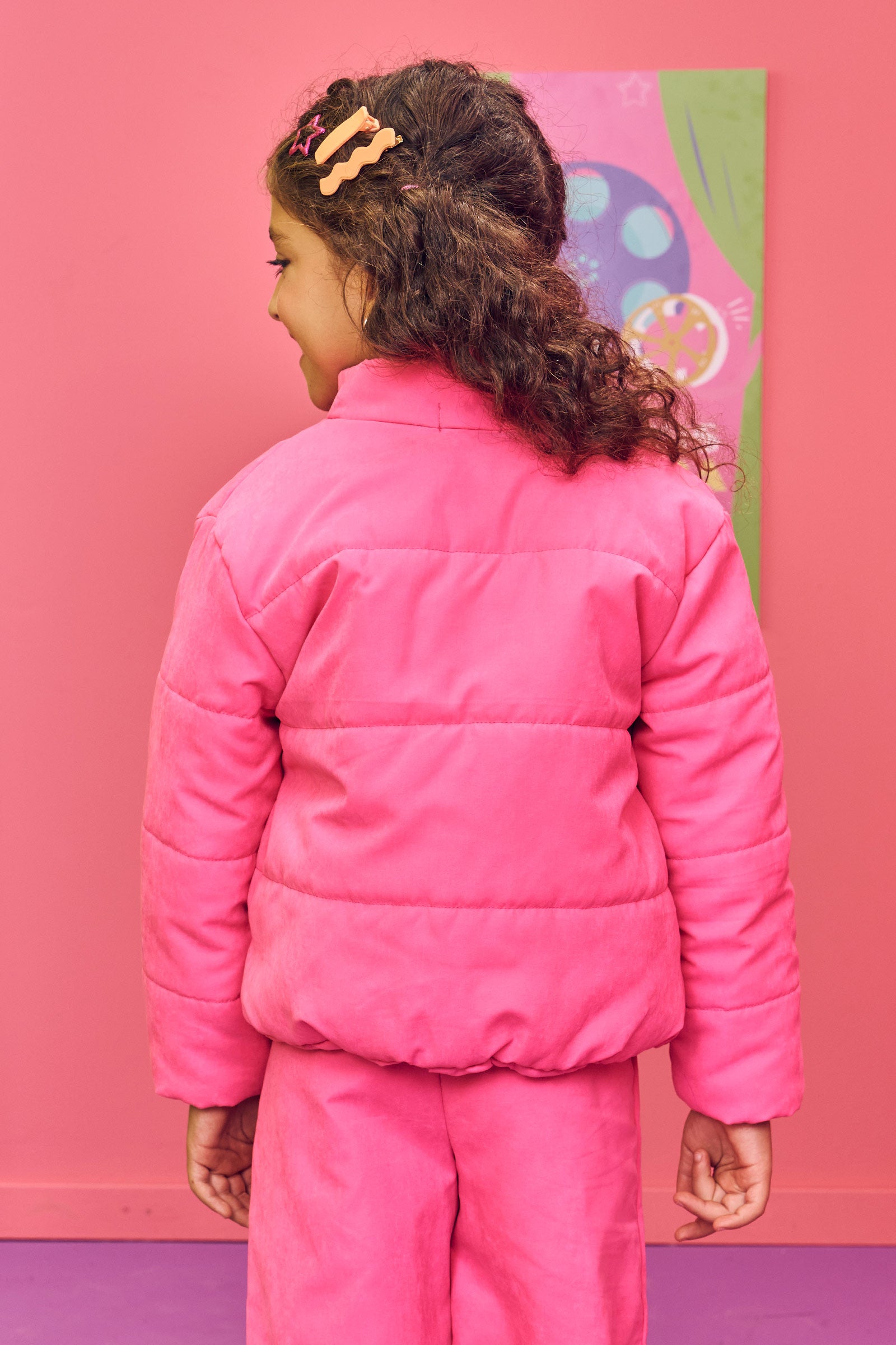 Jaqueta Infantil Kukie Inverno Puffer Pink
