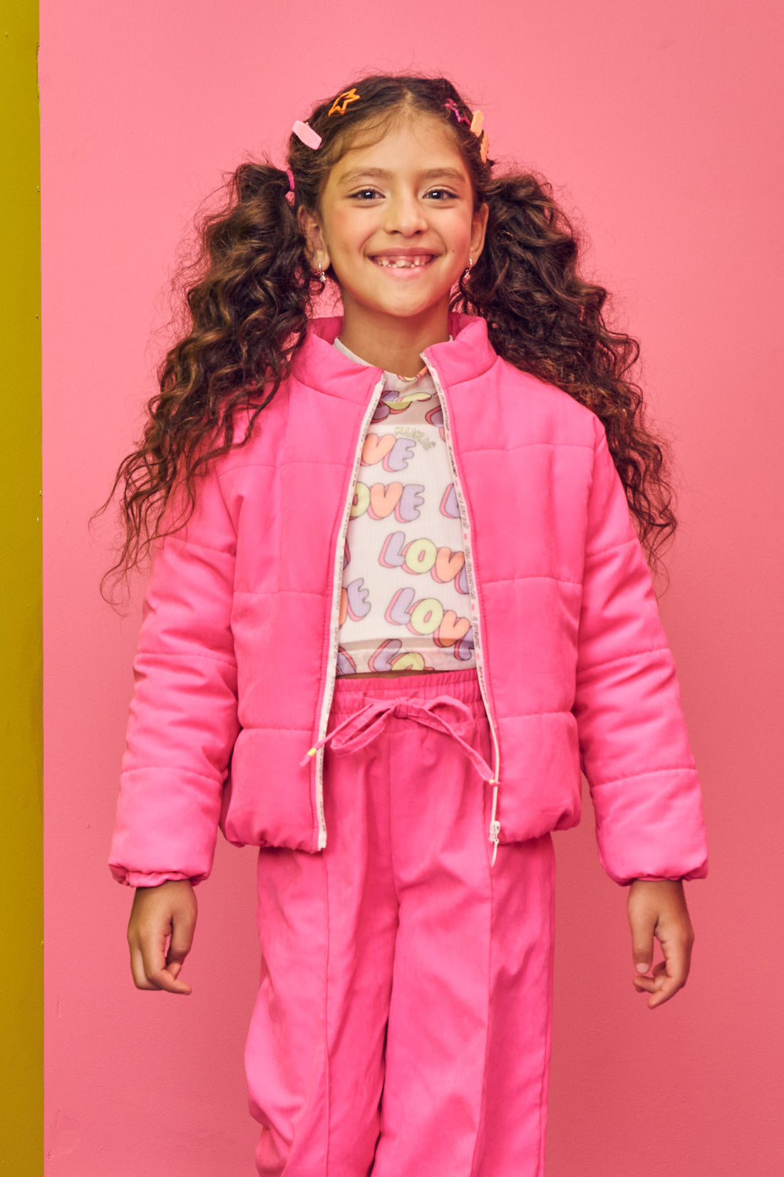 Jaqueta Infantil Kukie Inverno Puffer Pink