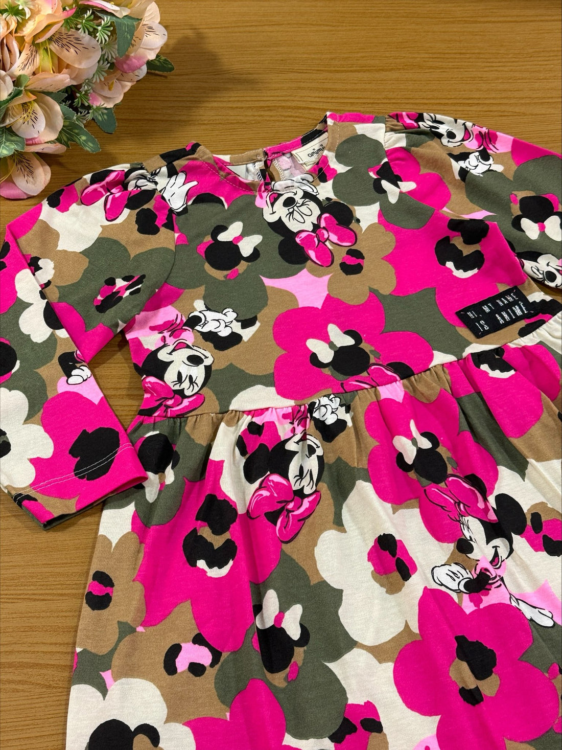 Vestido Infantil Animê Inverno Manga Longa Minnie Disney