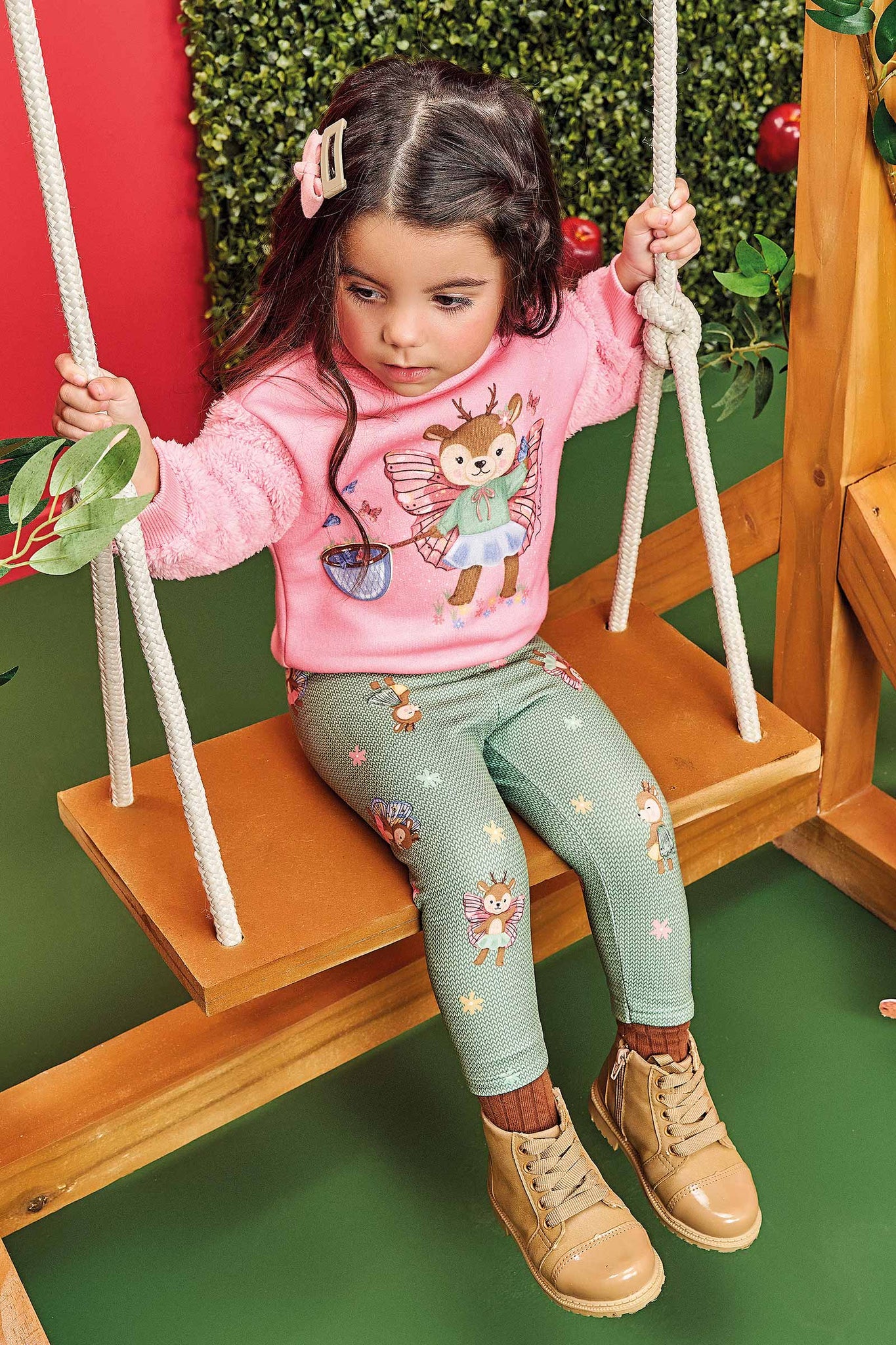 Conjunto Infantil Kukie Baby Inverno com Calça e Blusão Rosa Cervo