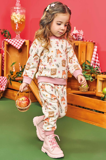 Conjunto Infantil Kukie Baby Inverno com Calça e Blusão Animais Zoo