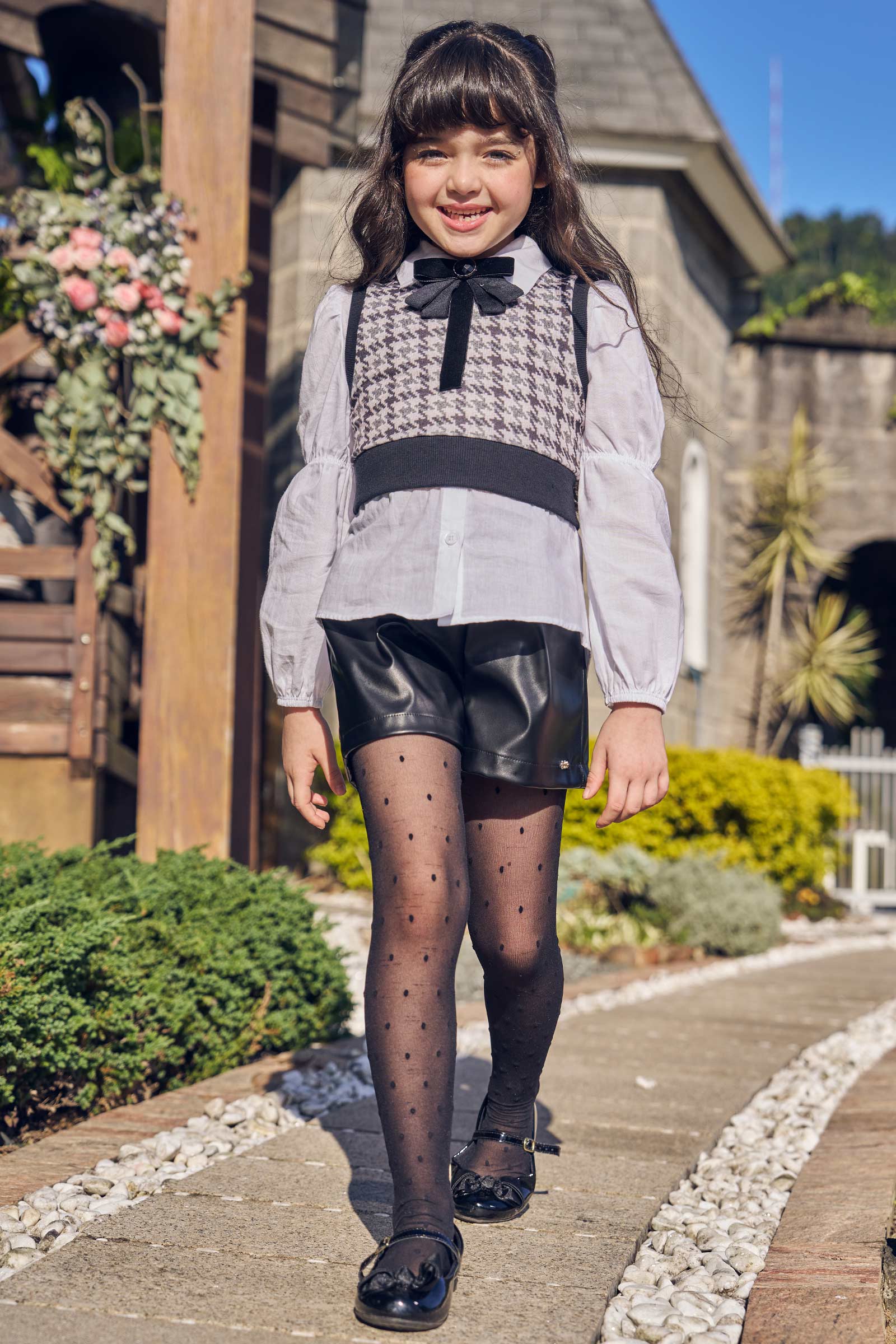 Conjunto Infantil Kukie Inverno Shorts Blusa Manga Longa e Colete