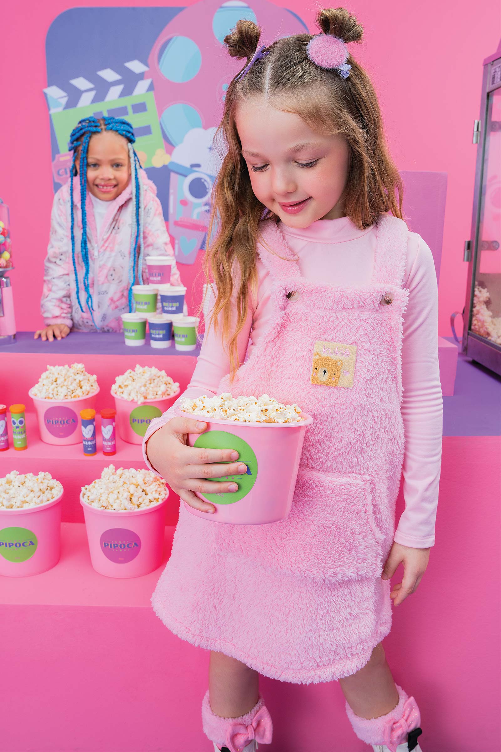 Salopete Infantil Kukie Inverno Ursinha com Blusa Manga Longa