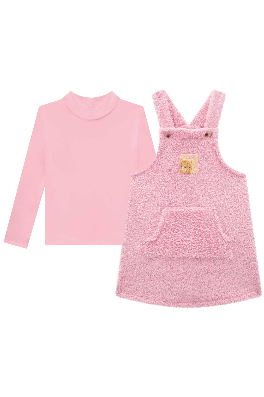 Salopete Infantil Kukie Inverno Ursinha com Blusa Manga Longa