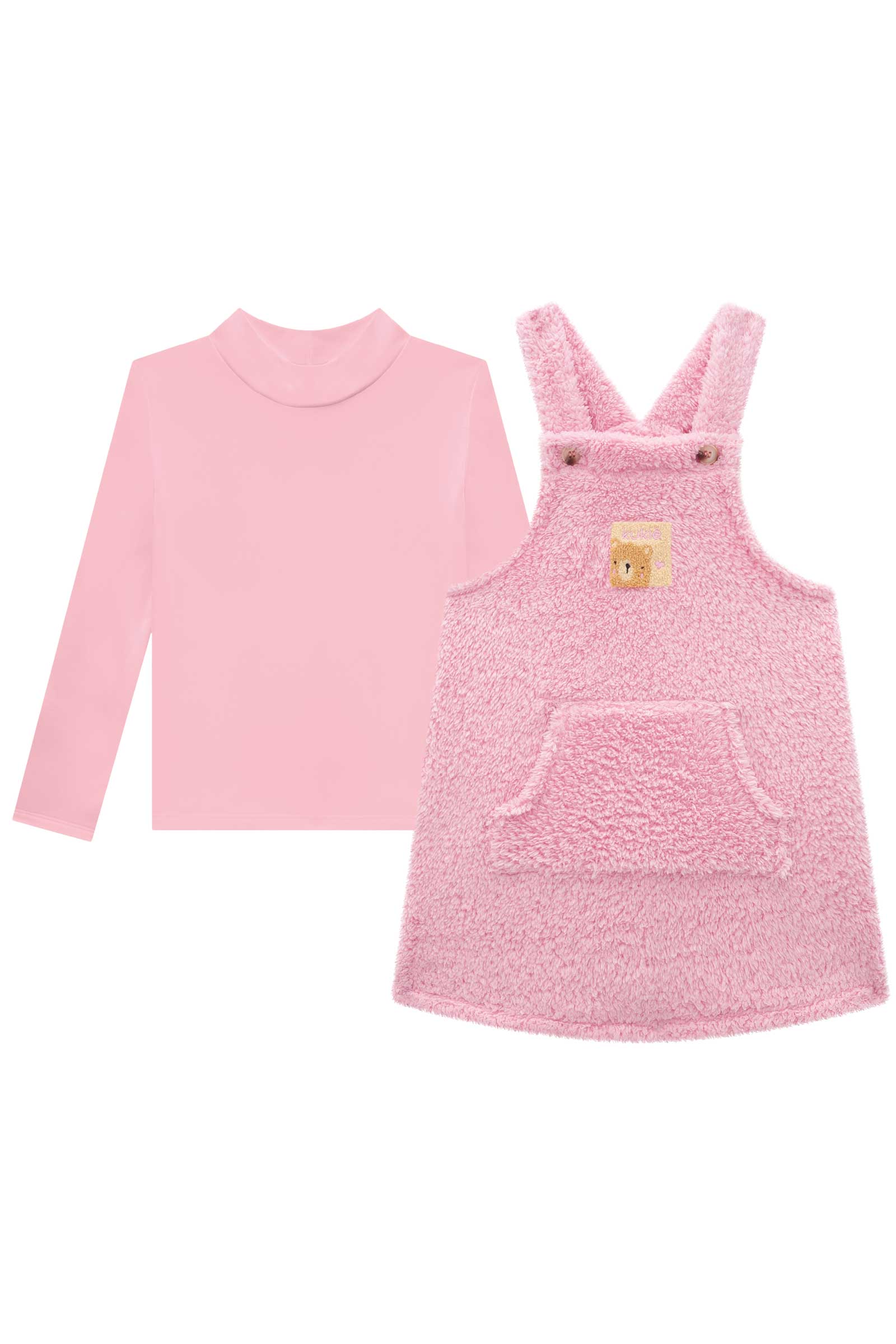 Salopete Infantil Kukie Inverno Ursinha com Blusa Manga Longa