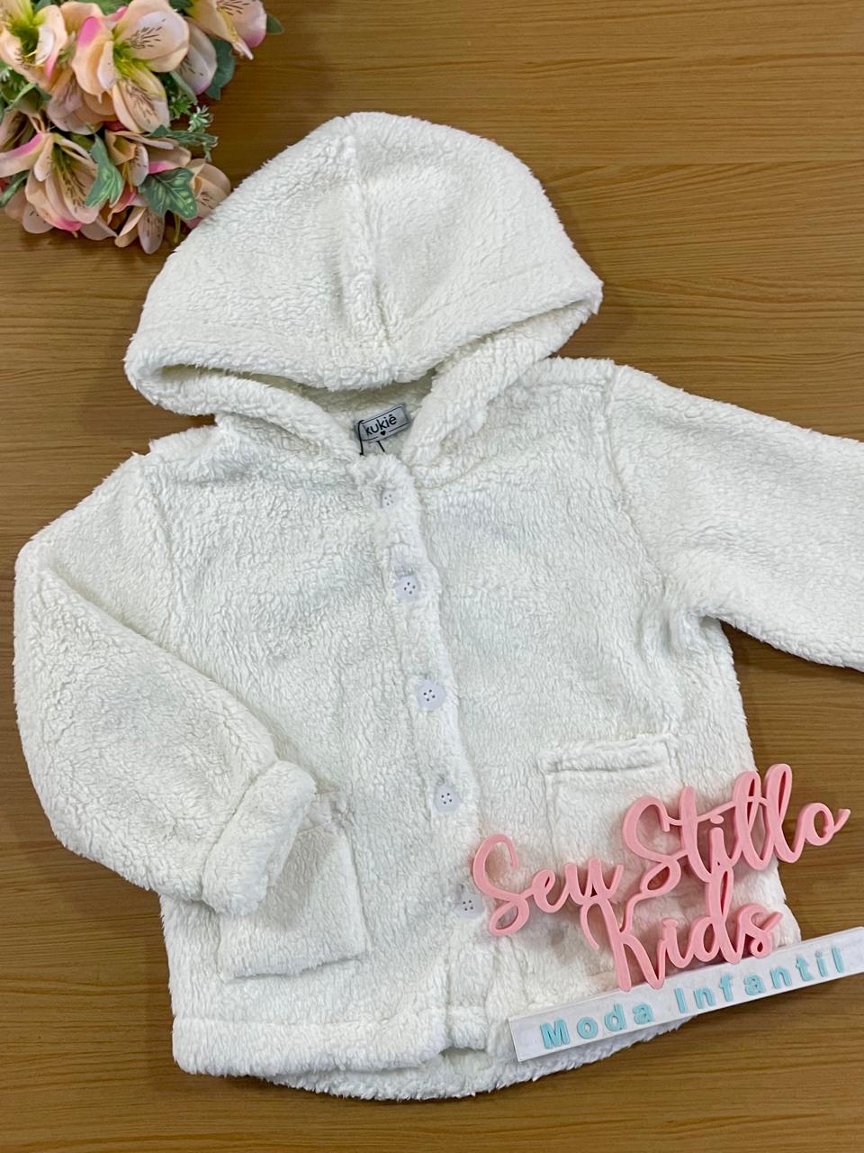Jaqueta Infantil Kukie Inverno Teddy Branca