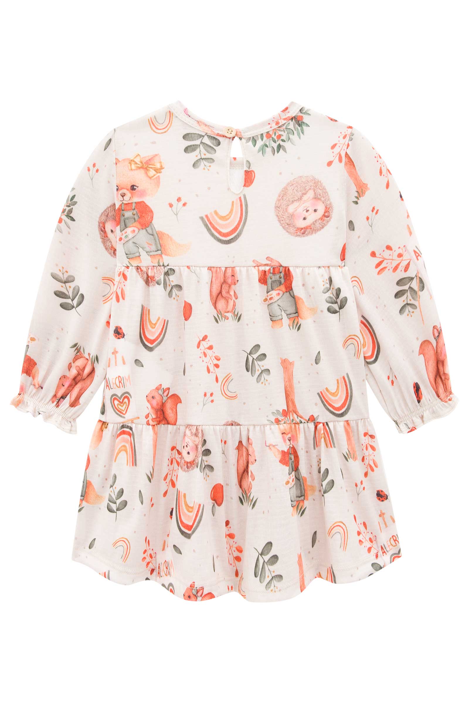 Vestido Infantil Kukie Alecrim Baby Inverno Raposa com Colete