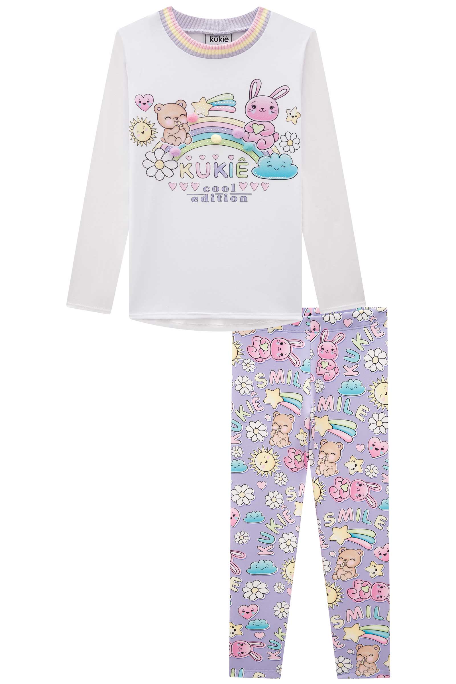 Conjunto Infantil Kukie Inverno Calça e Blusa Arco-Íris