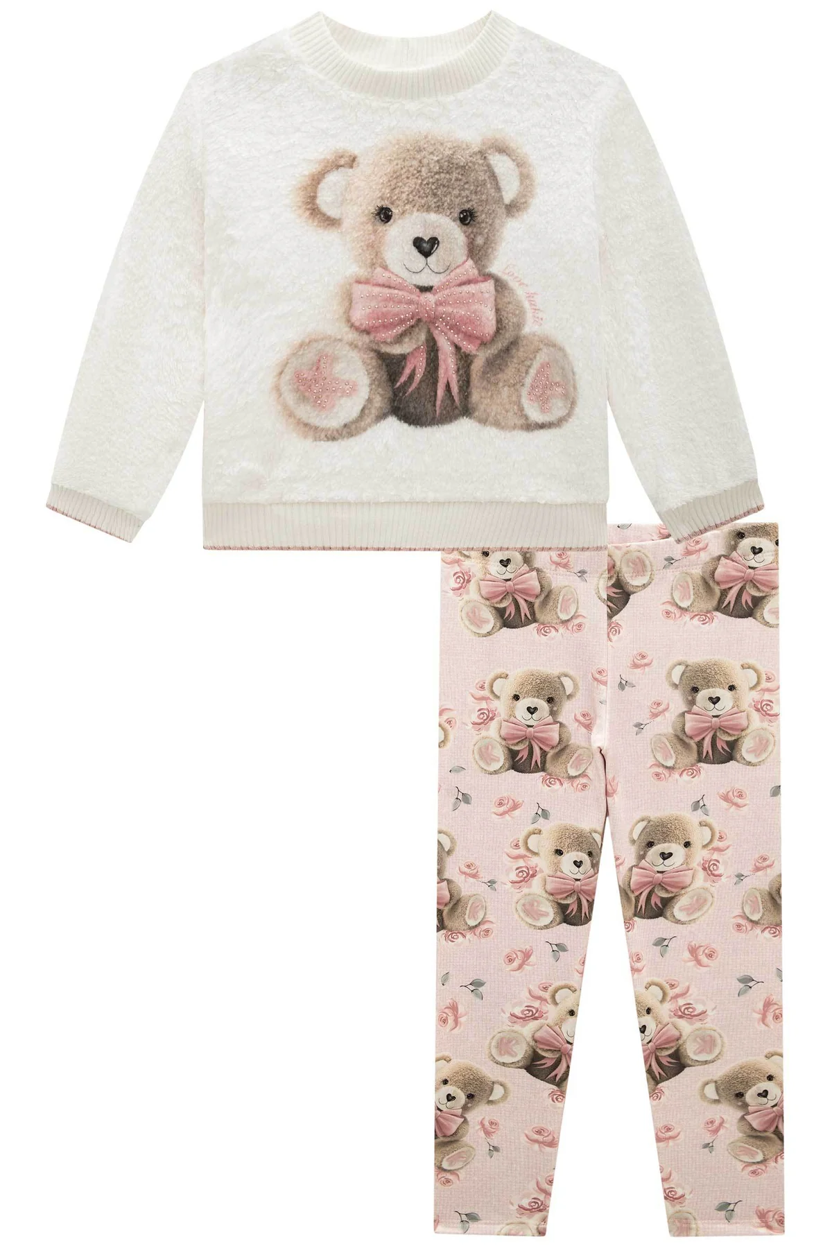 Conjunto Infantil Kukie Inverno Calça Térmica e Blusão Ursinho Pelinhos