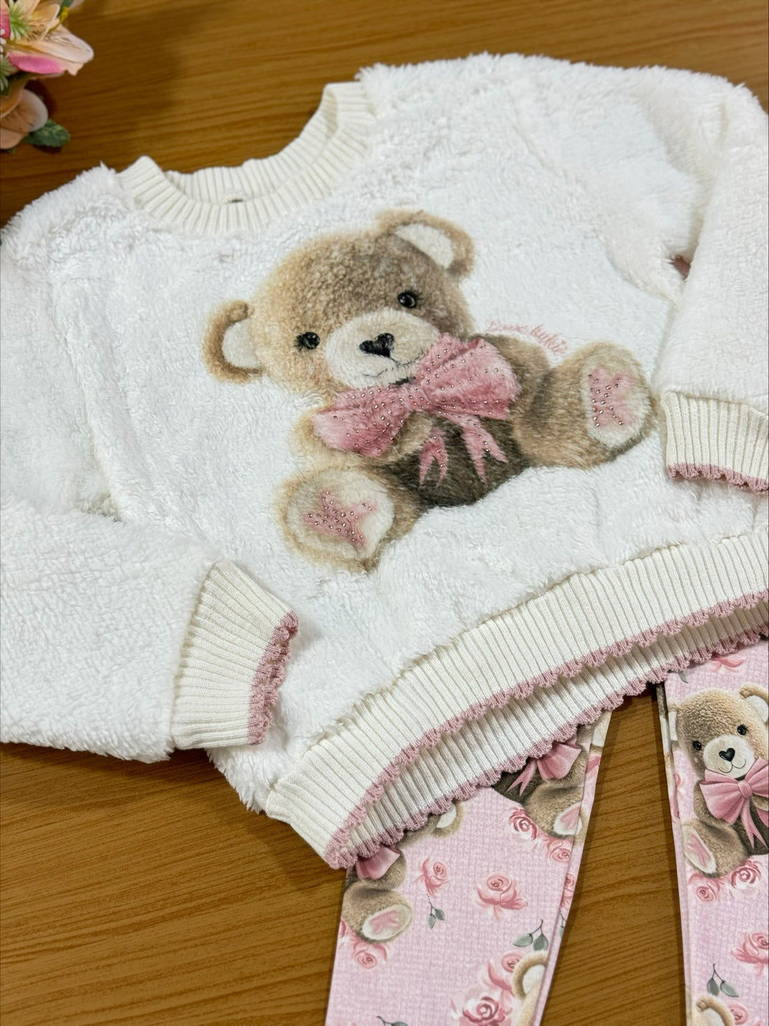 Conjunto Infantil Kukie Inverno Calça Térmica e Blusão Ursinho Pelinhos