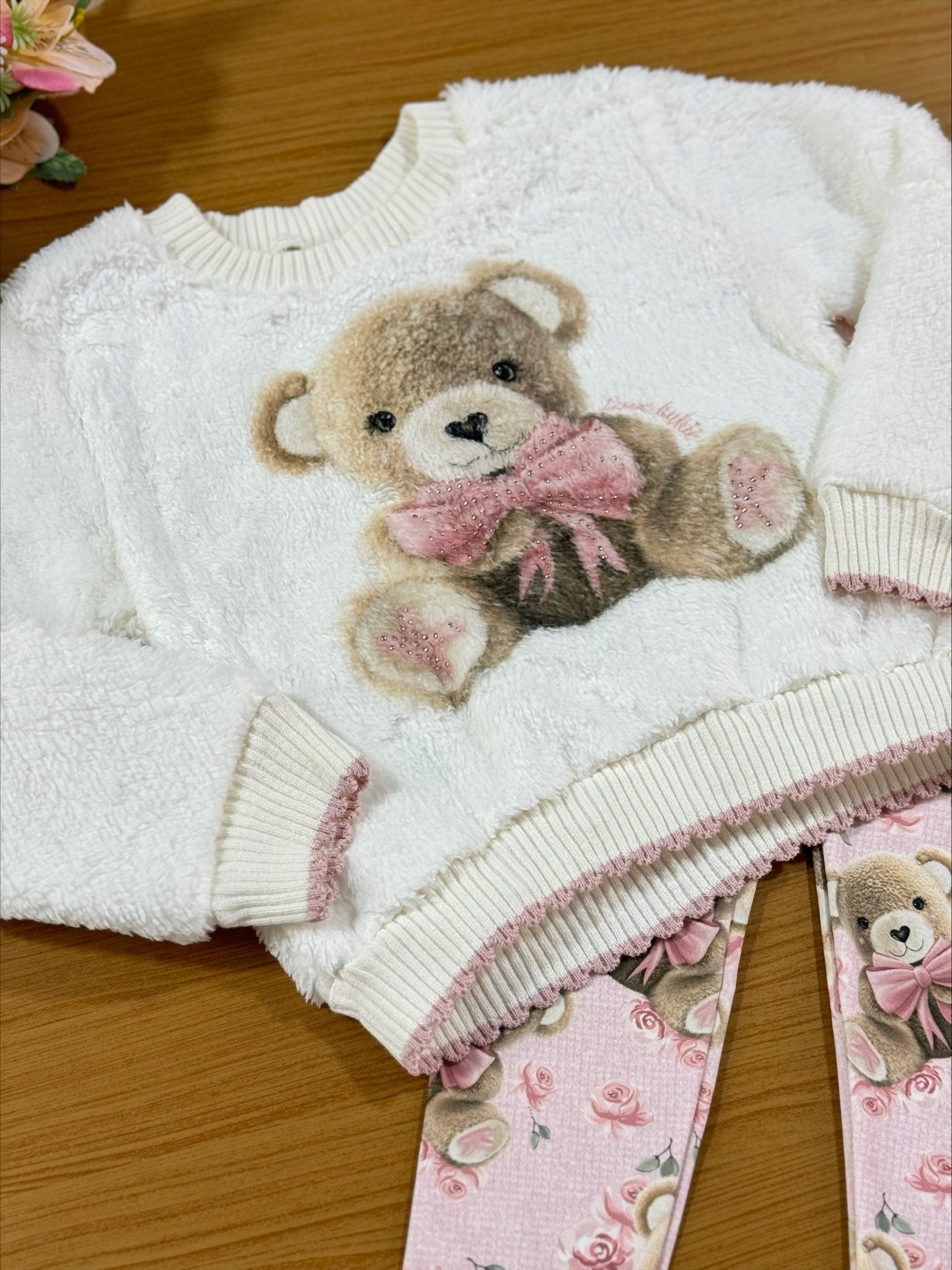 Conjunto Infantil Kukie Inverno Calça Térmica e Blusão Ursinho Pelinhos