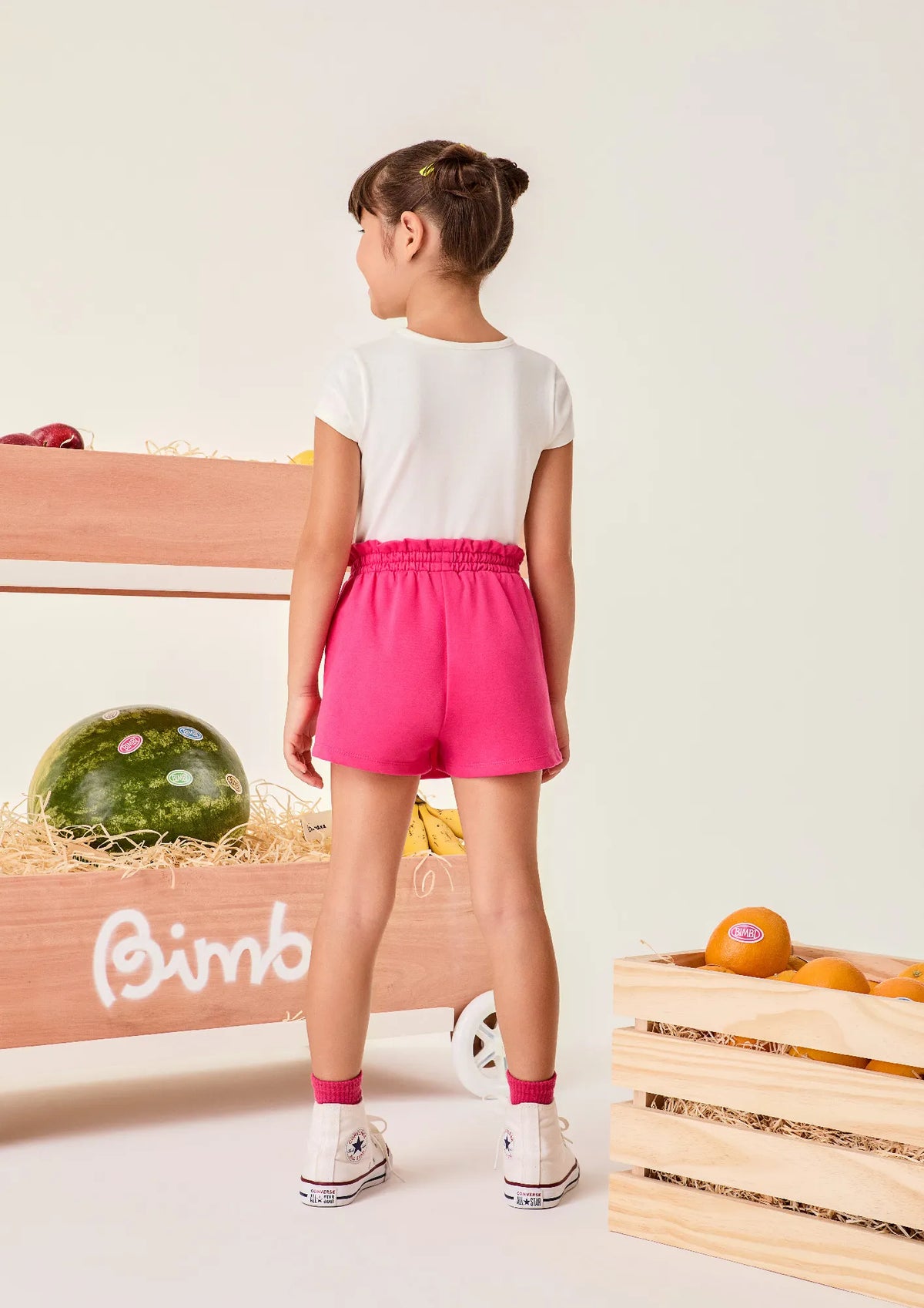 Conjunto Infantil Menina Bimbi Shorts Saia Rosa e Blusa Fun in the Sun