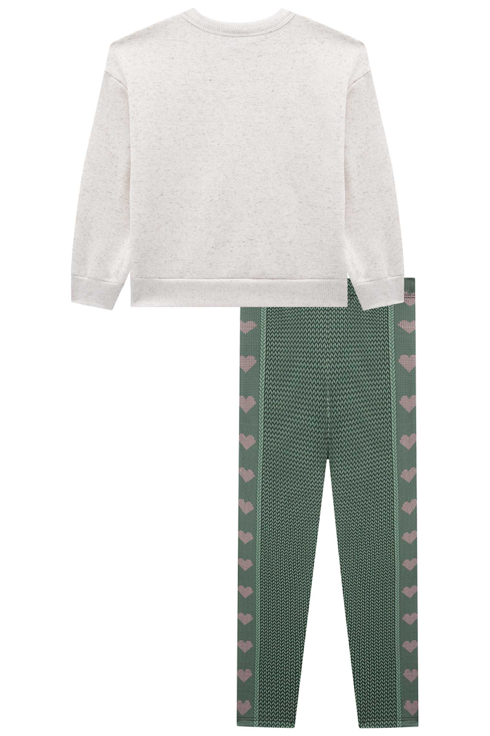 Conjunto Infantil Kukie Inverno Calça Verde e Moletom Peluciado Ursinha