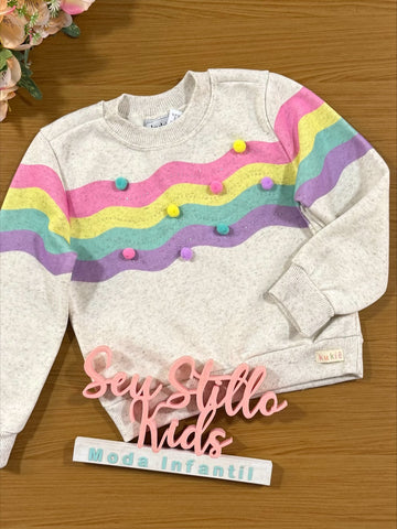 Moletom Infantil Kukie Inverno Flanelado Listras Coloridas